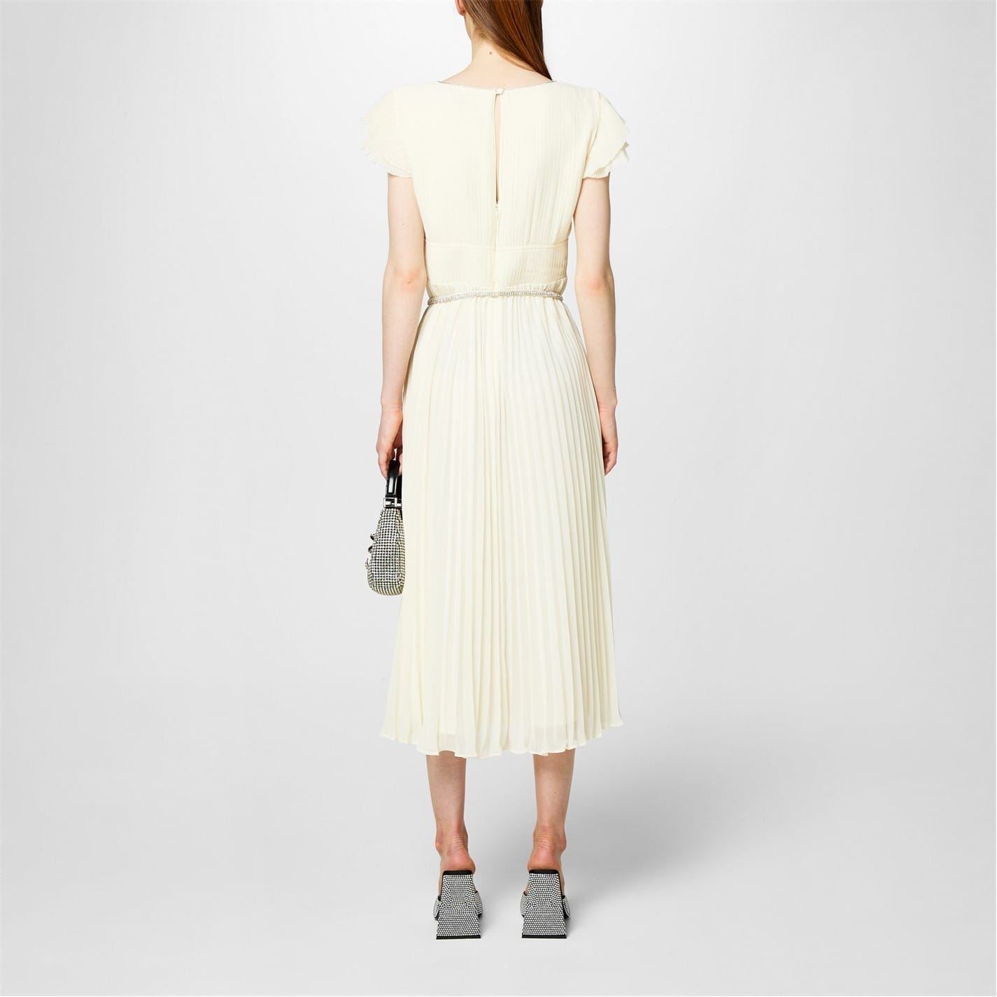 Self Portrait Chiffon Pleated Midi Dress