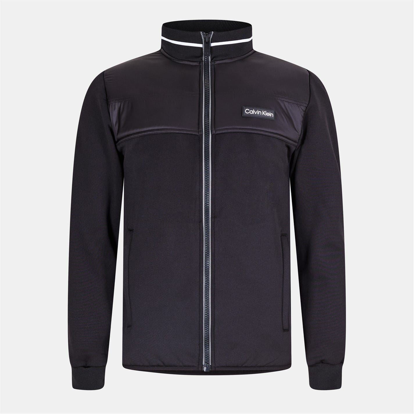 Calvin Klein Golf Solid Patterned Full Zipper Ribbed Cuff Track Jacket