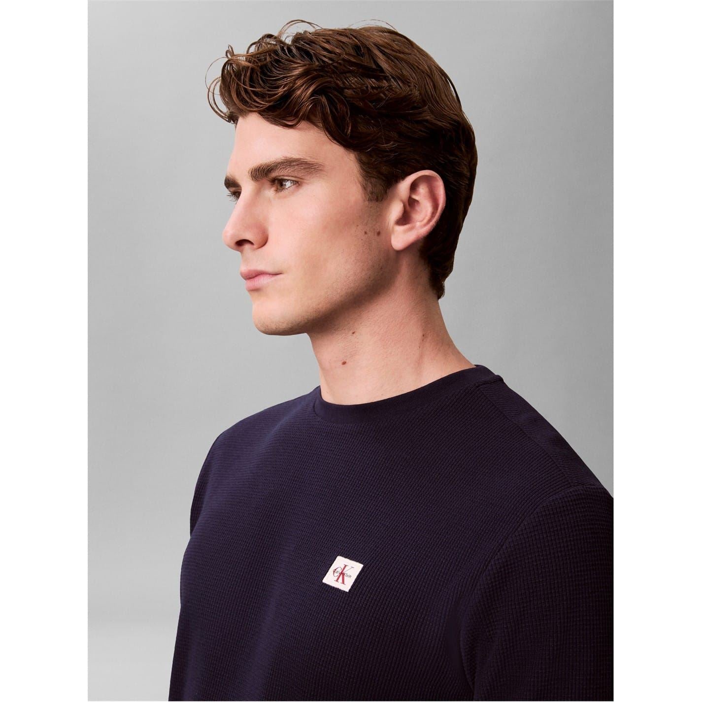 Calvin Klein Jeans Waffle Long Sleeve Crew Neck T-Shirt