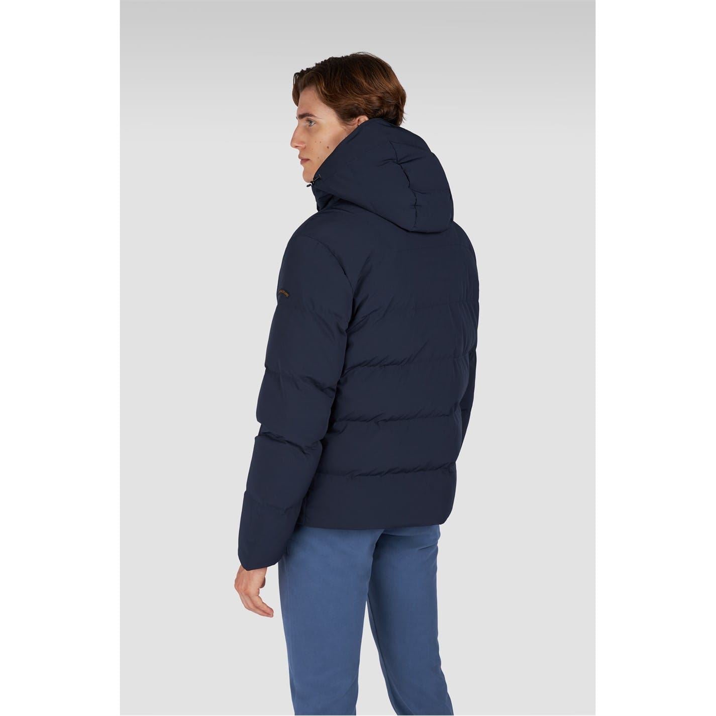 Paul and Shark Typhoon Solid Patterned Hooded Puffer Jacket with Logo Badge