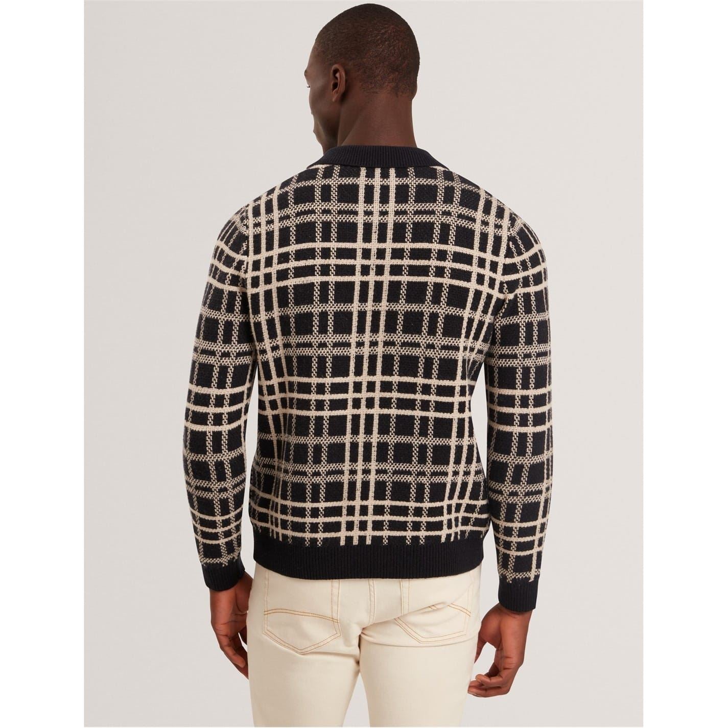 Ted Baker Check Collared Long Sleeve Sweater