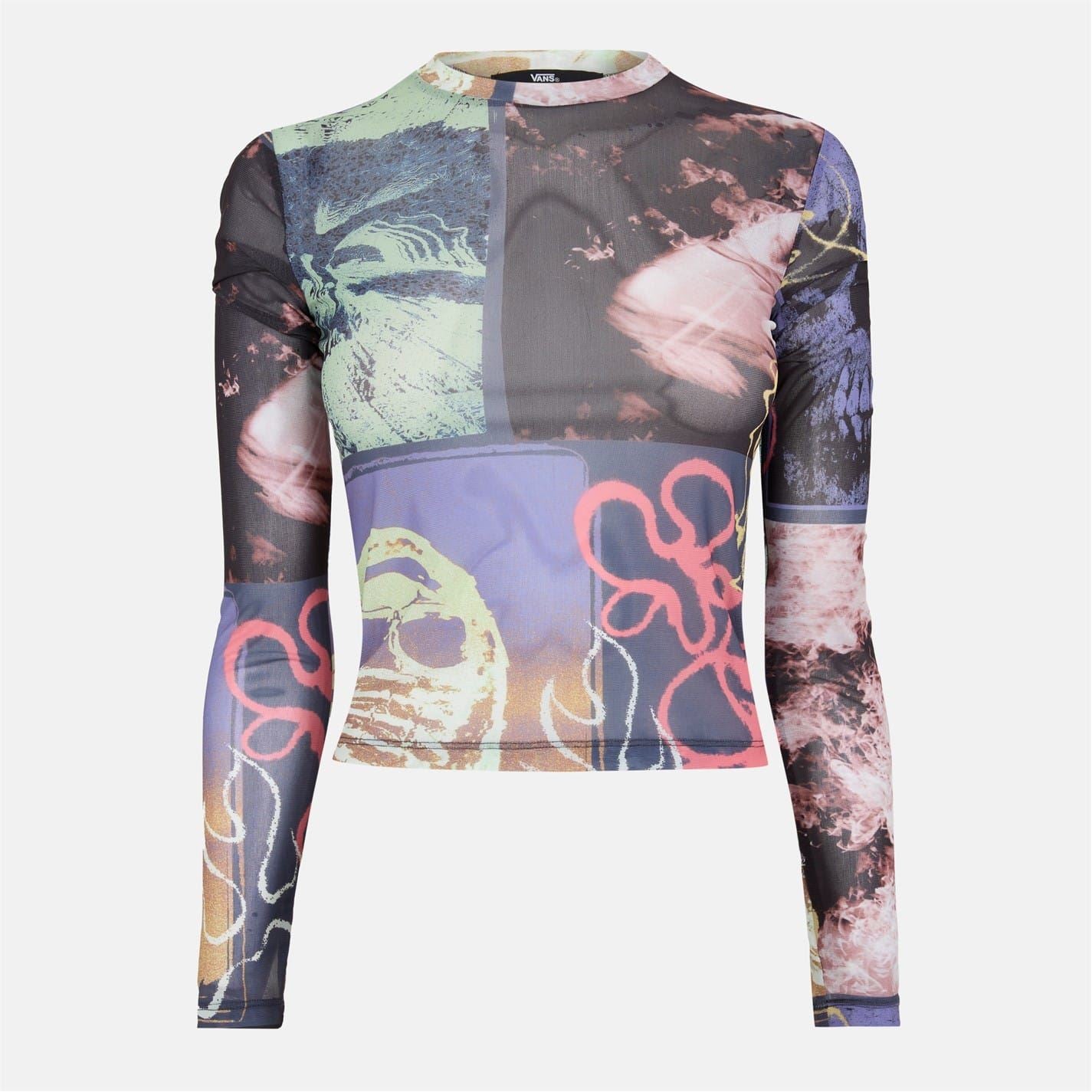 Vans Ludlow Mesh Slim Fit Cropped Long Sleeve Mock Neck T-Shirt