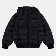 G Star Solid Patterned Hooded Neck Ribbed Cuff Puffer Jacket