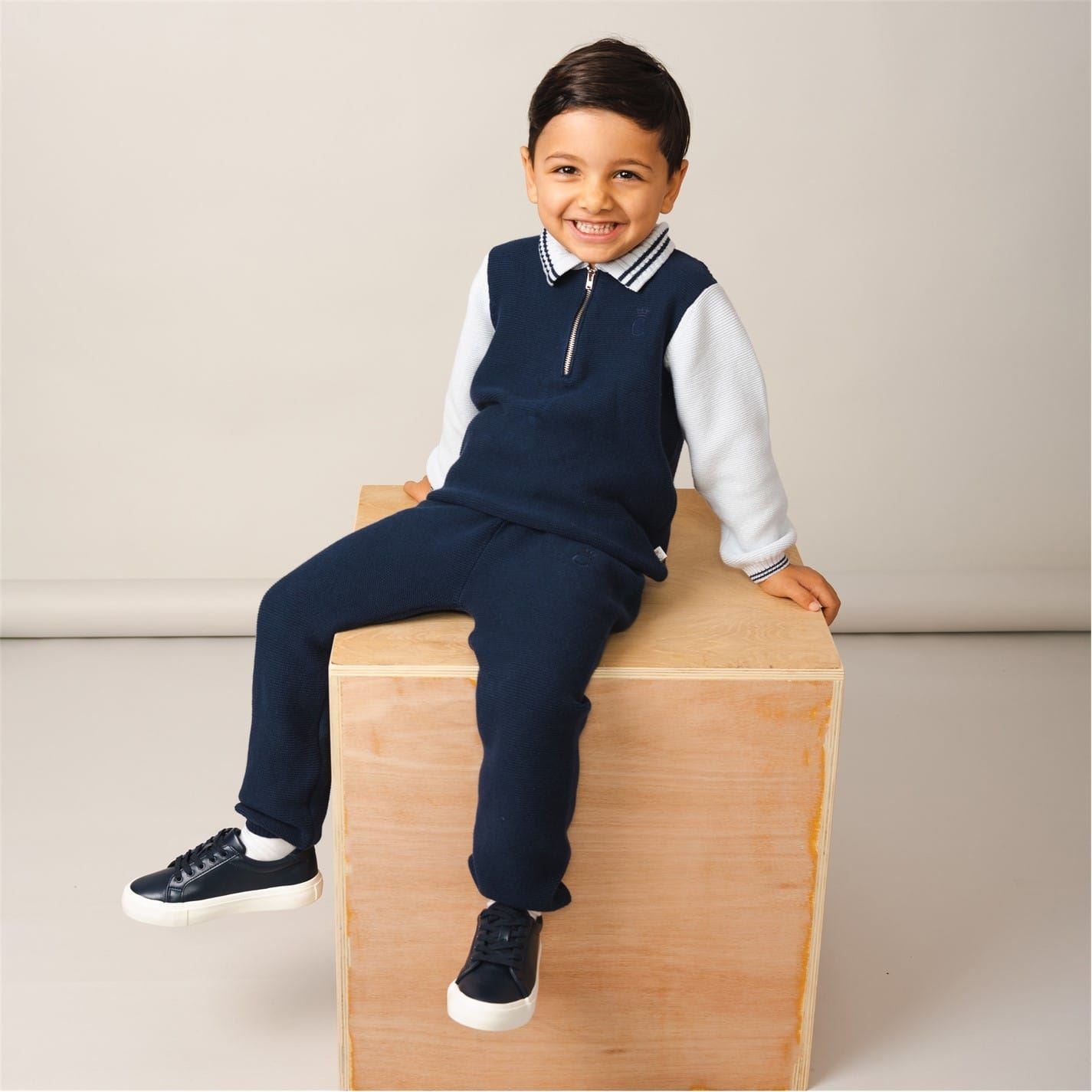 Caramelo Kids Zip Neck Long Sleeve Sweater Set