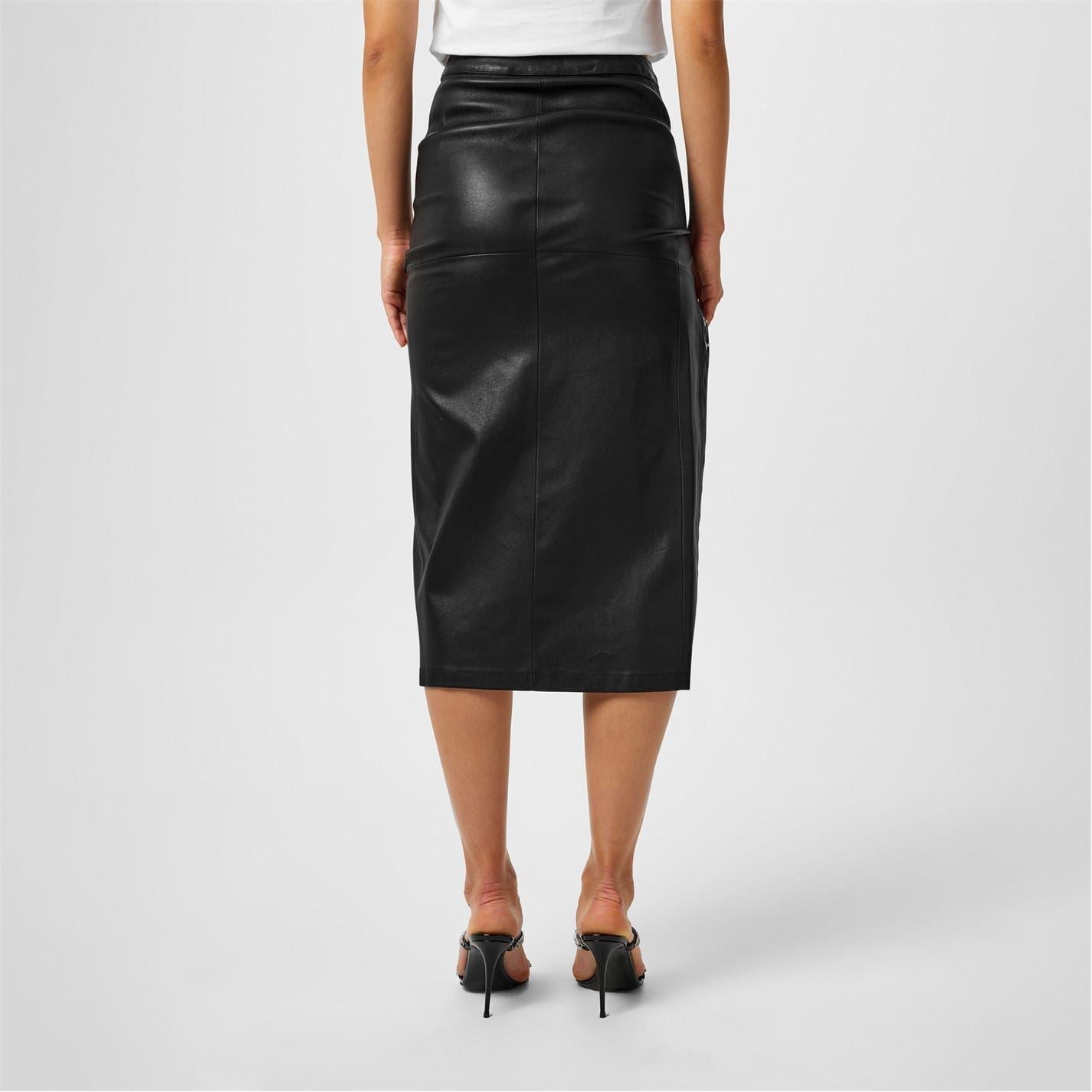 Rabanne Leather Midi Pencil Skirt