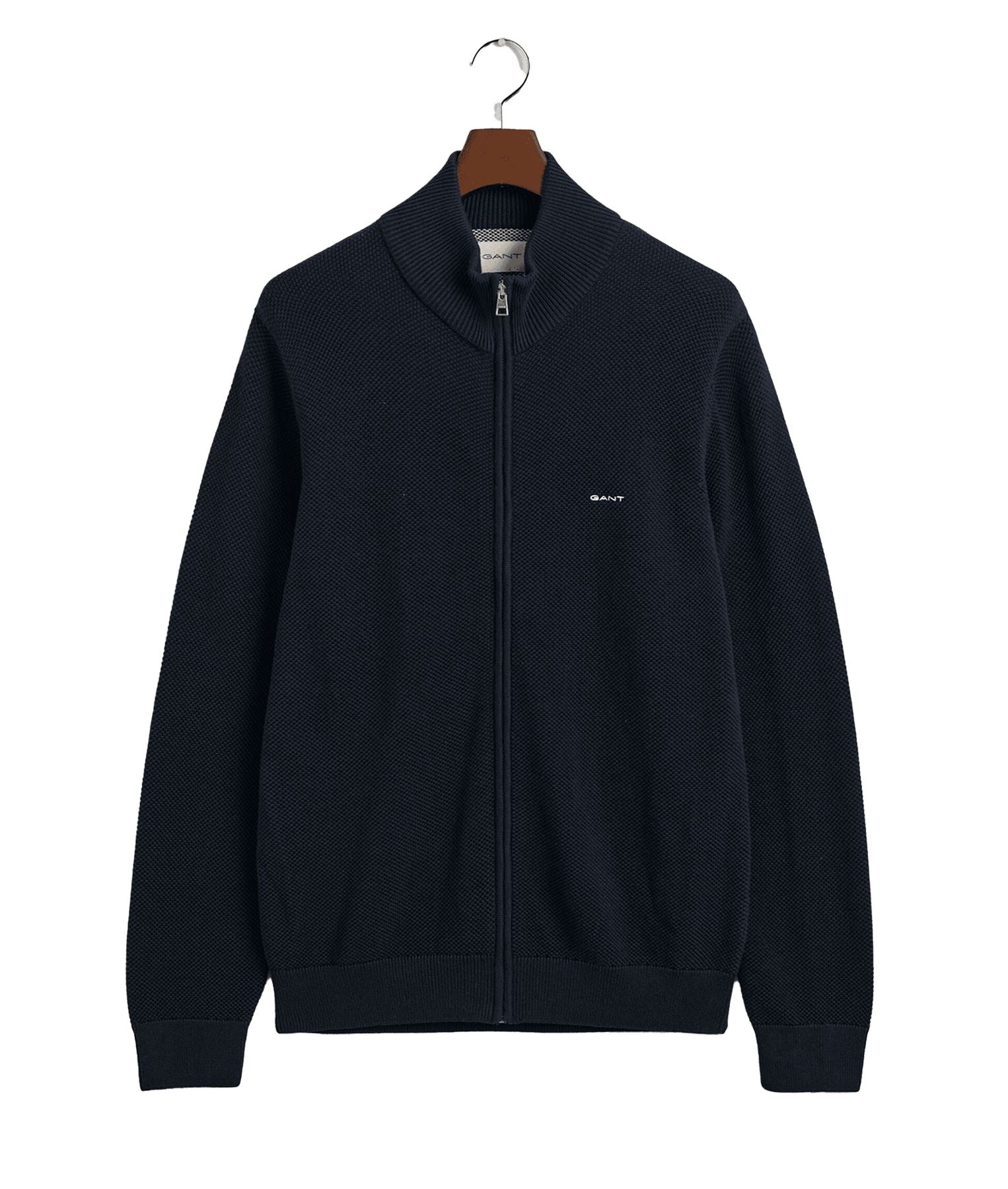 Gant Cotton Pique Zip-Up Cardigan