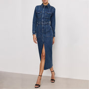 Good American Regular Fit Long Sleeve Midi Shirt Dress