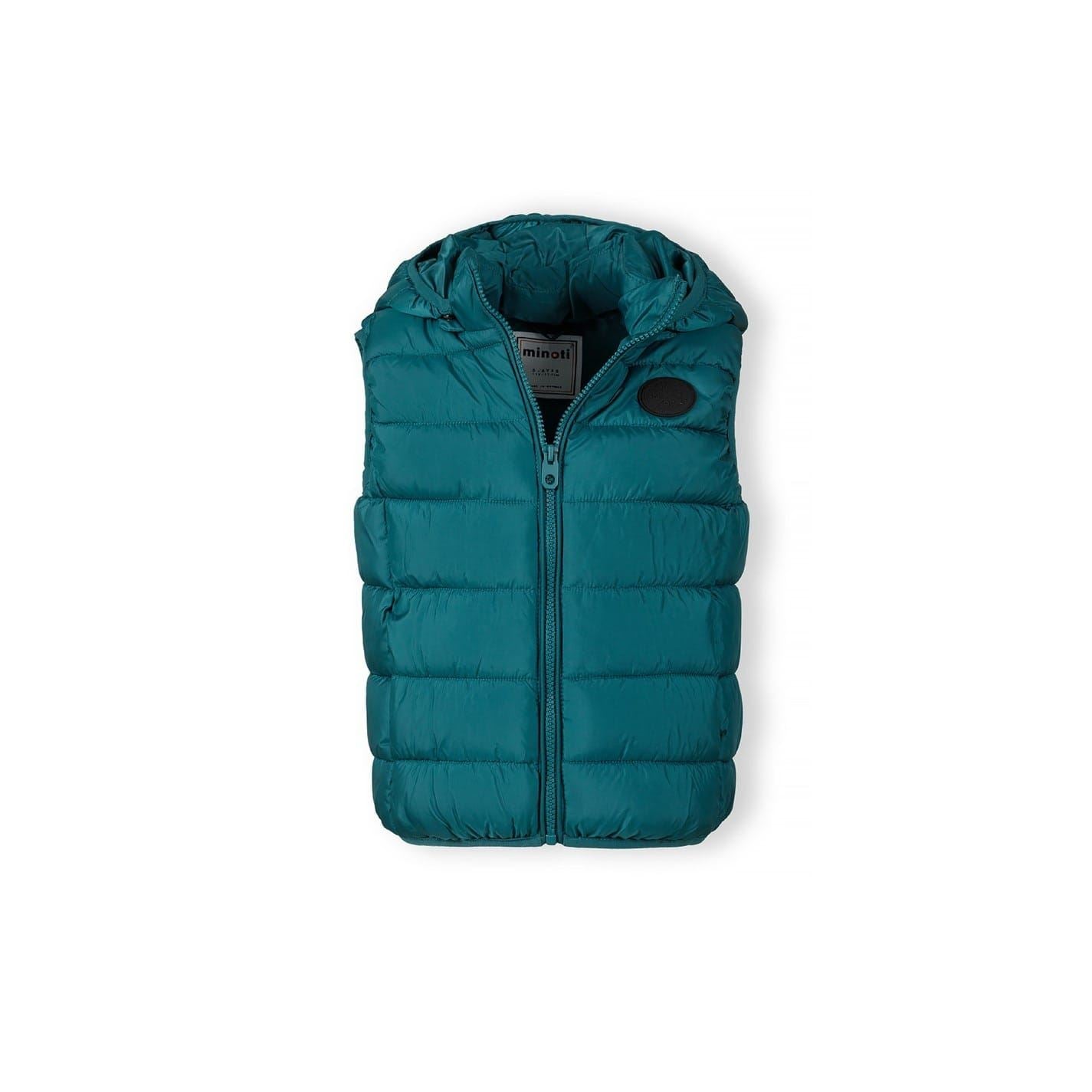 Minoti Boys Padded Gilet Detachable Hood Turquoise
