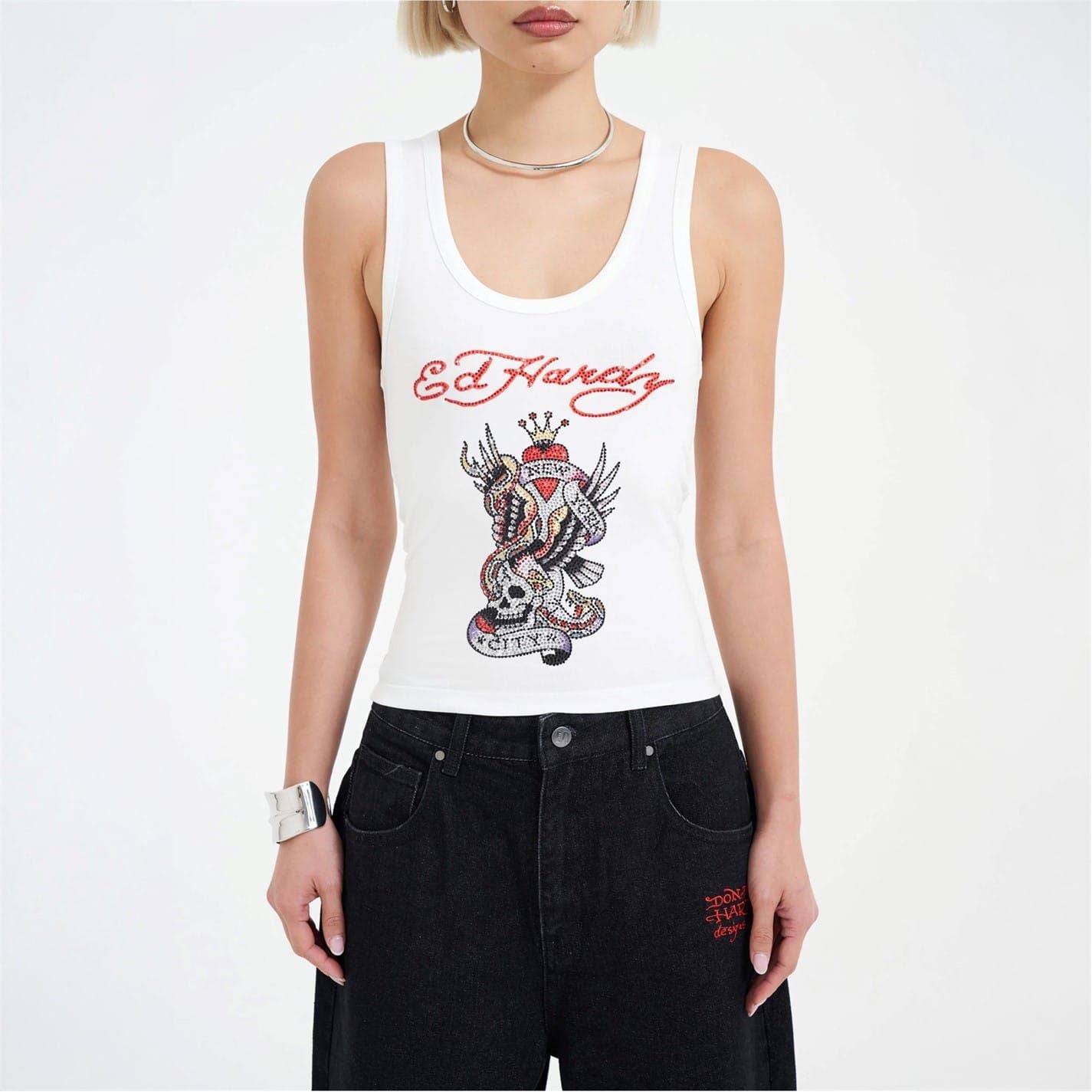 Ed Hardy Nyc Scoop Neck Crop Tank