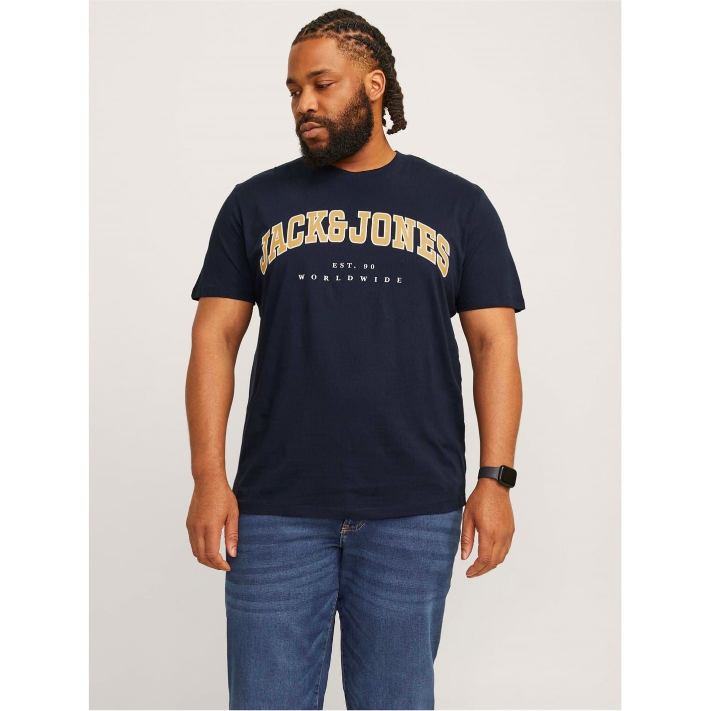Jack and Jones Varsity Arch Lettering Crew Neck Short Sleeve T-Shirt
