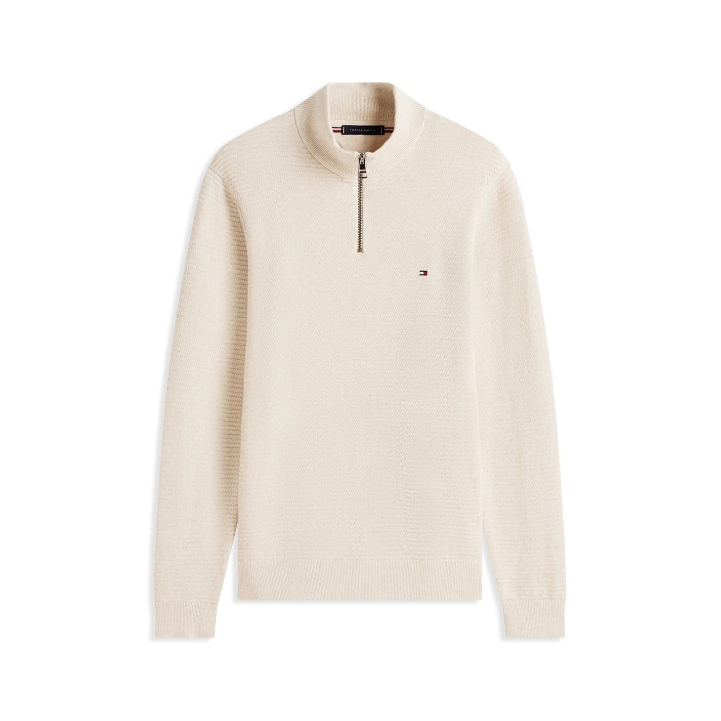 Tommy Hilfiger Zip Neck Funnel High Collar Long Sleeve Sweater