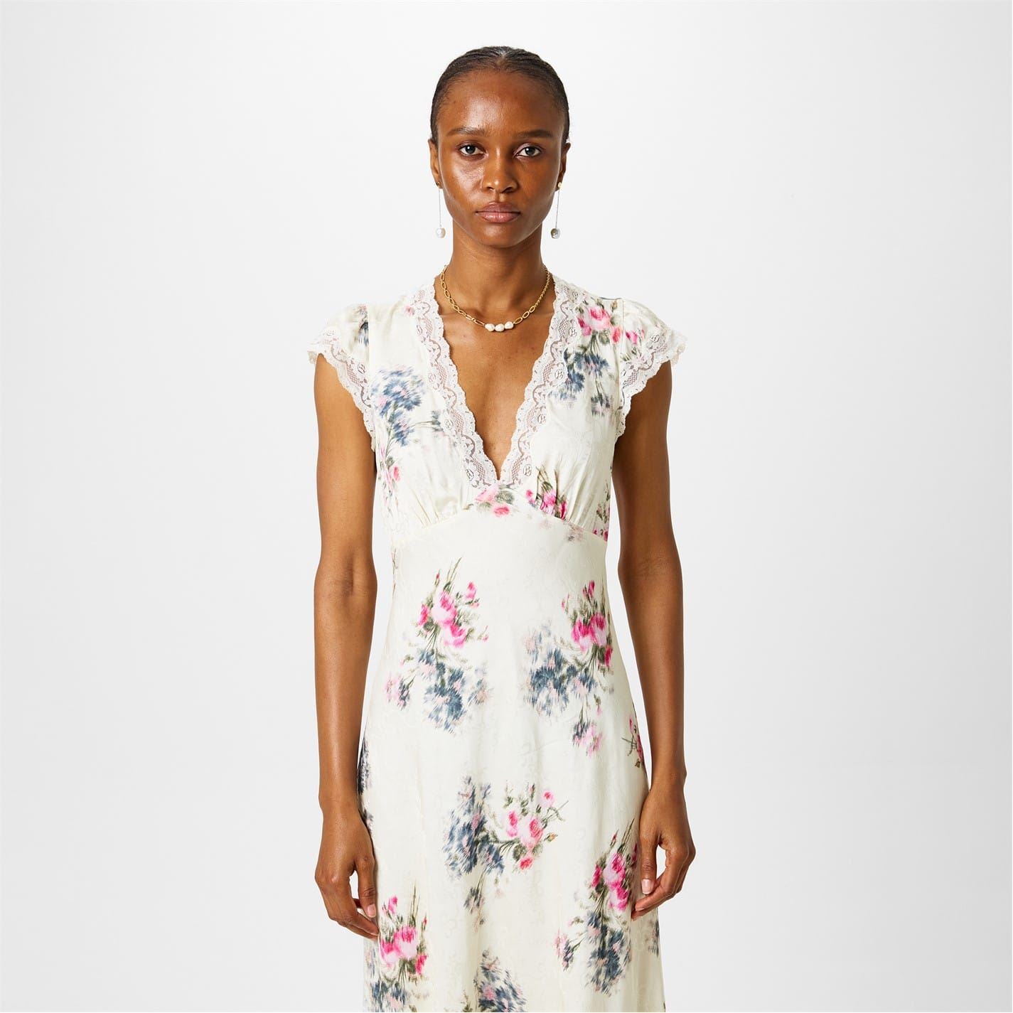 LoveshackFancy Theodore V-Neck Maxi Slip Dress
