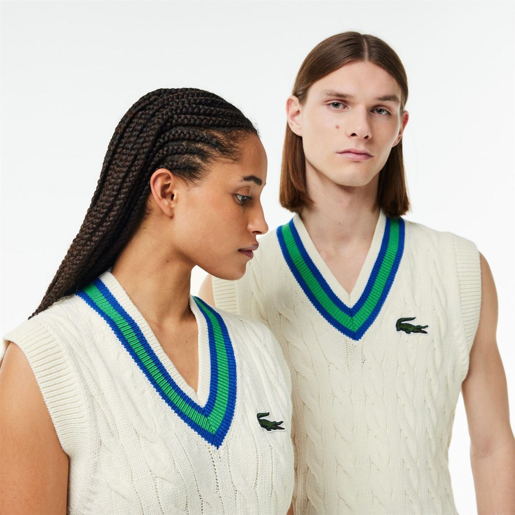 Lacoste V Neck Cable Knit Sweater Vest