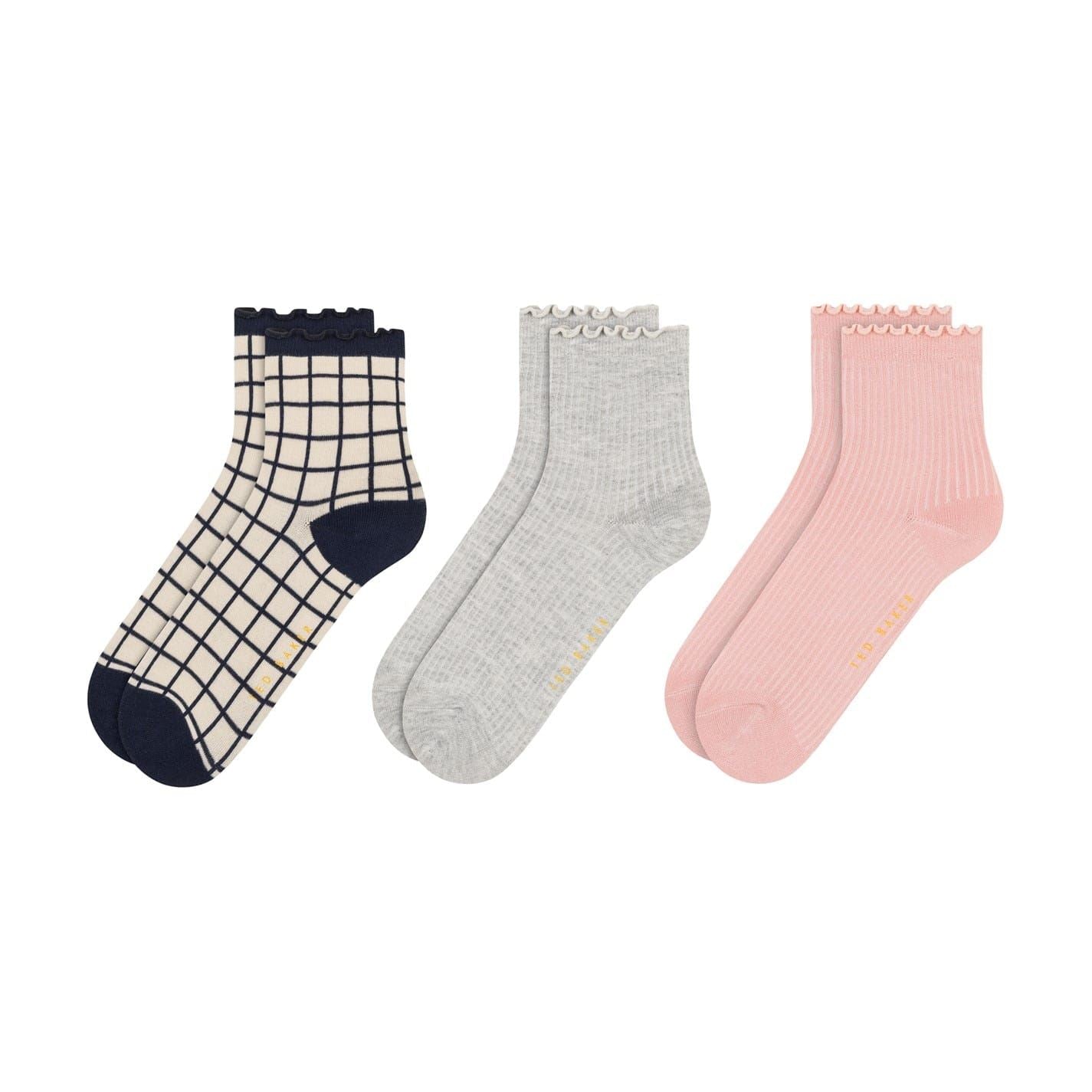 Ted Baker 3 Pack Ruffle Trainer Ankle Socks