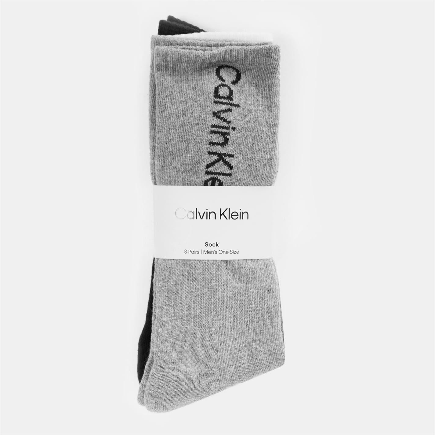 Calvin Klein 3 Pack Lettering Crew Socks