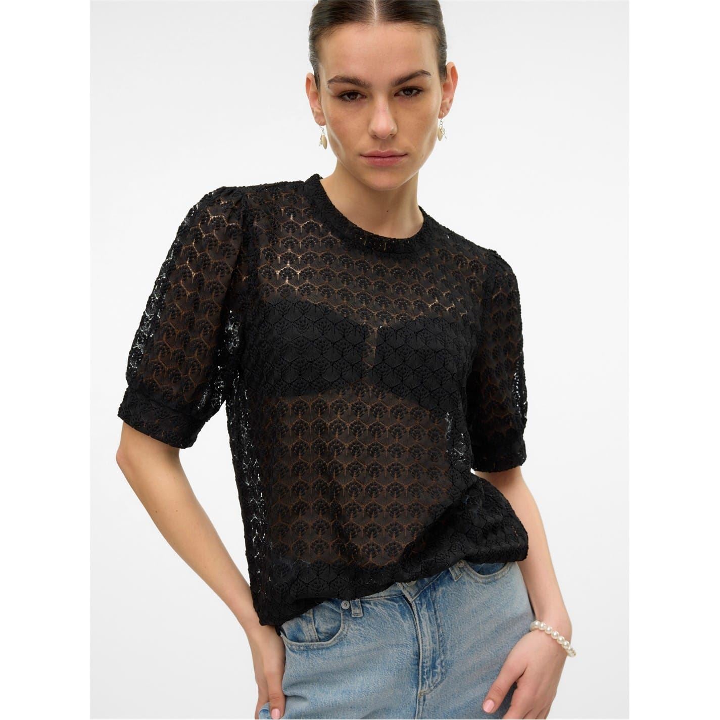 Vero Moda Crew Neck Relaxed Fit Long Sleeve Blouse