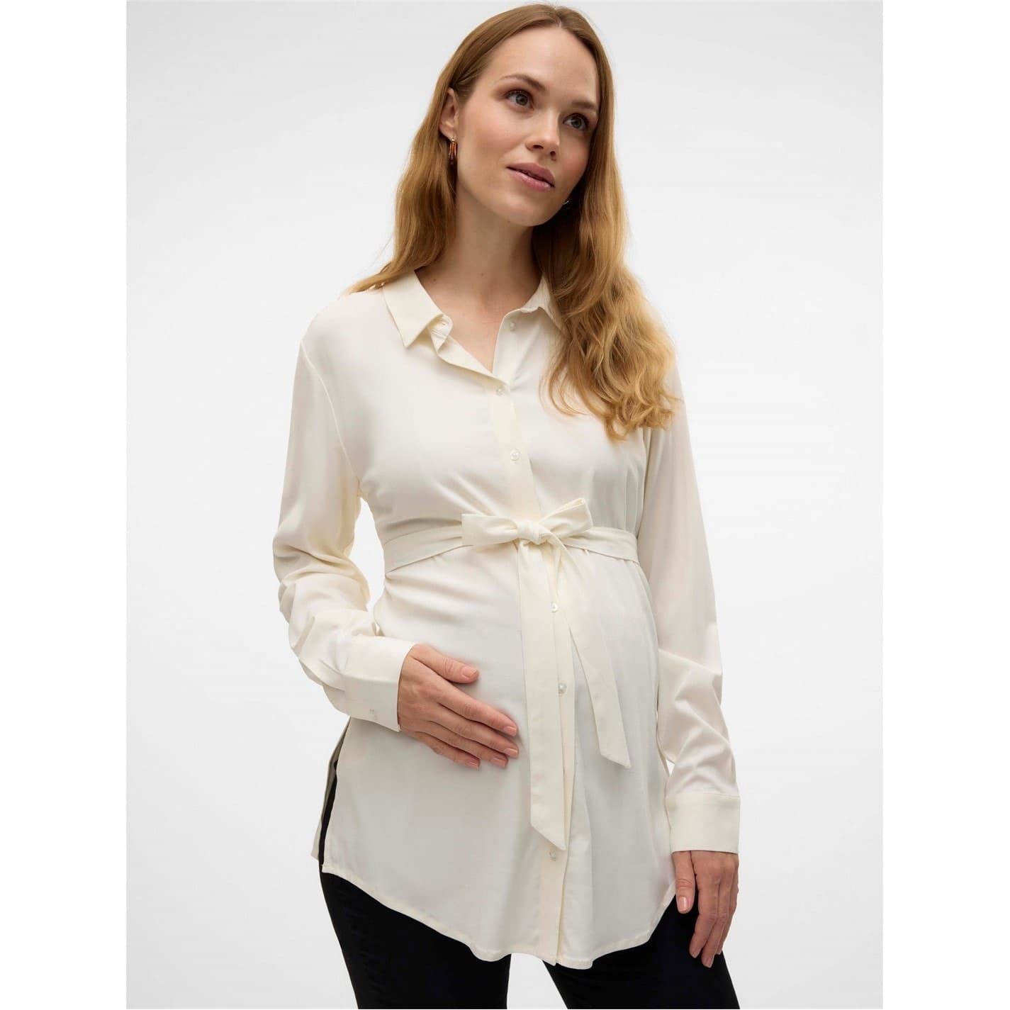 Mamalicious Mlelva Collared Neck Long Sleeve Shirt