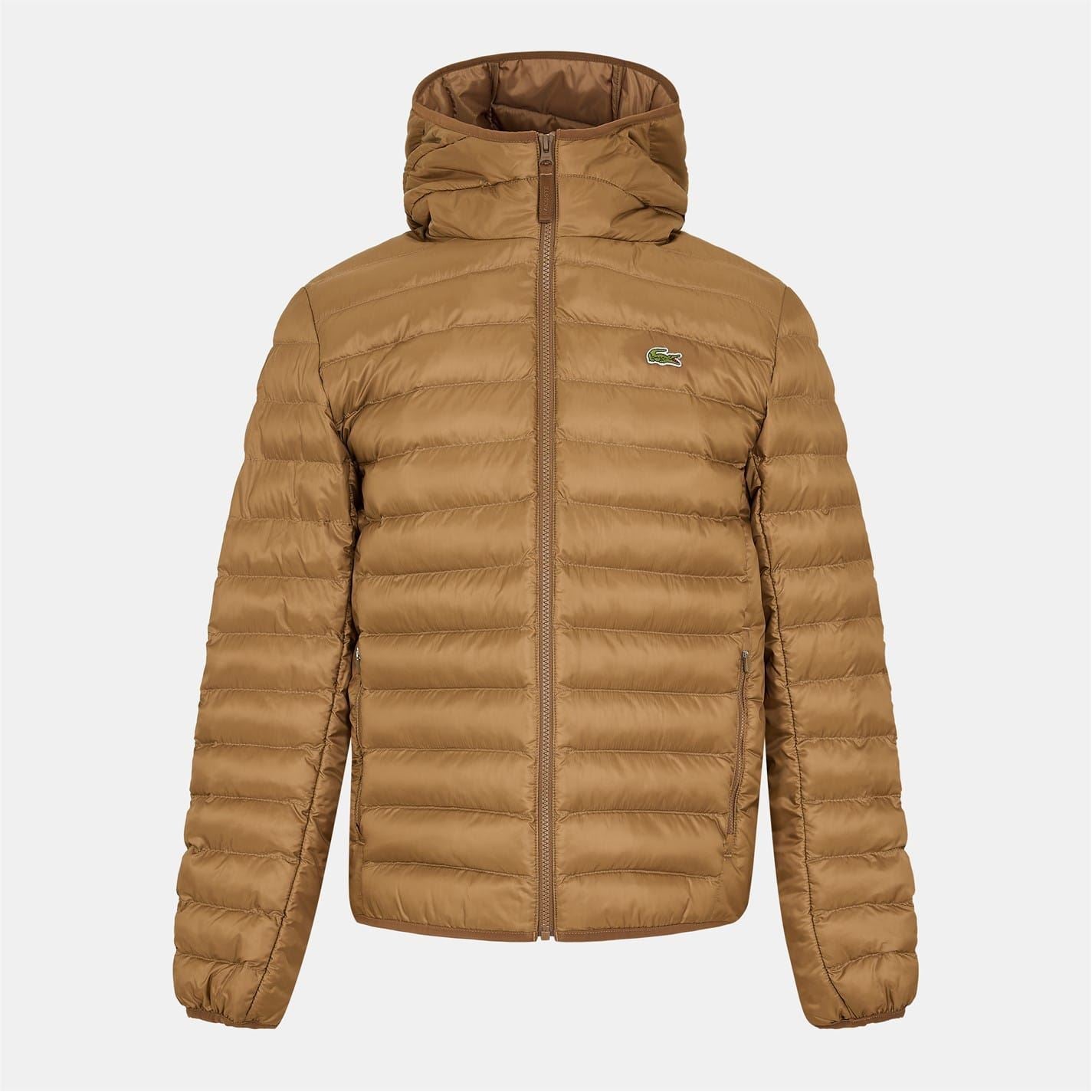 Lacoste Puffer Horizontal Stripe Patterned Jacket with Logo