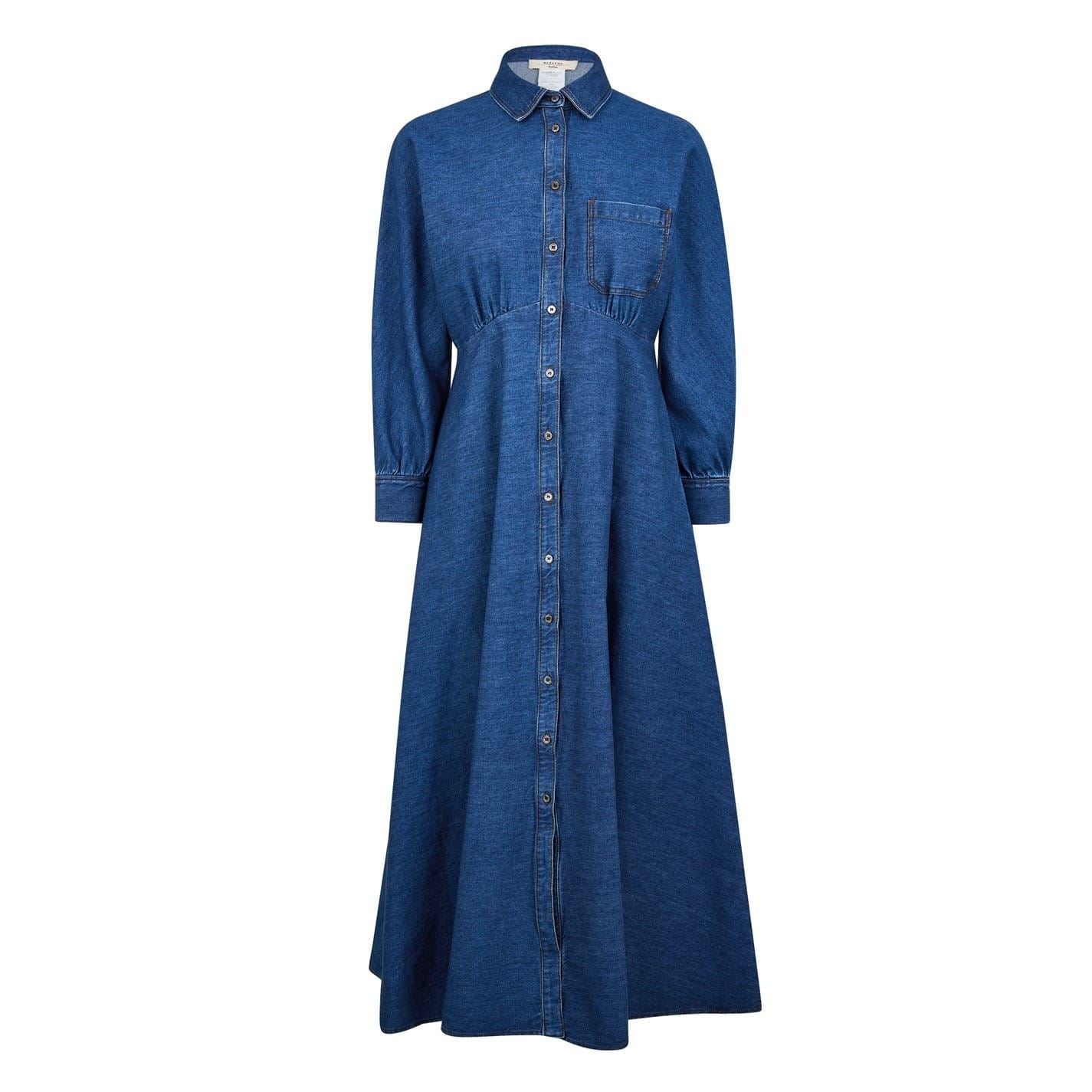 Max Mara Weekend Denim Collared Neck Midi Shirtdress