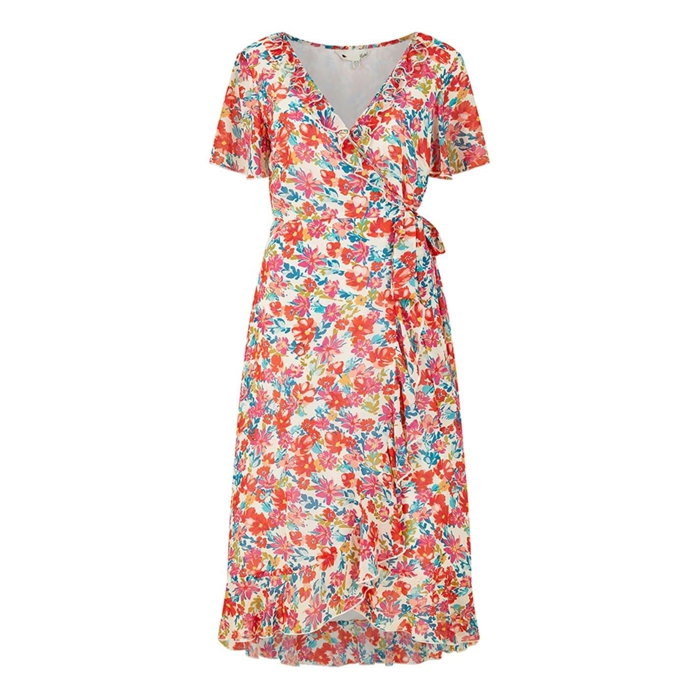 Yumi V-Neck Midi Wrap Dress