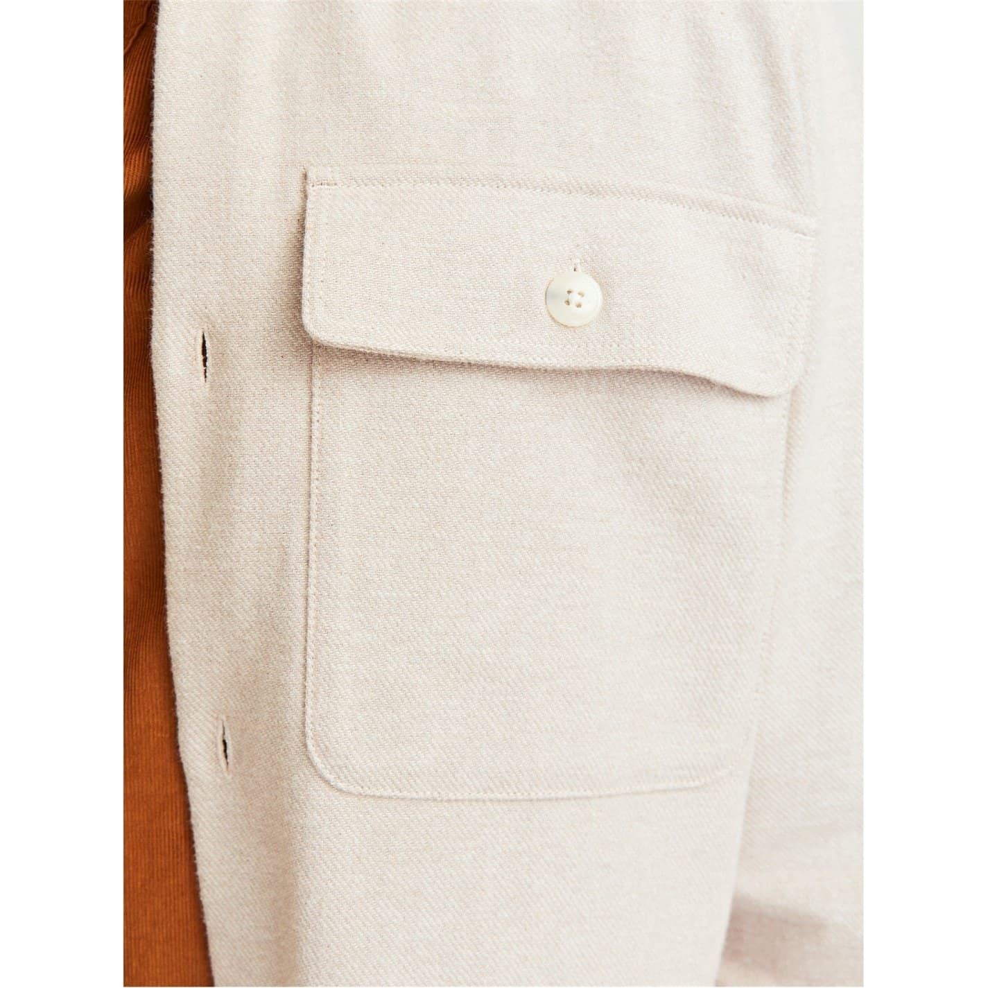 Jack and Jones Solid Patterned Chest Pocket Overshirt