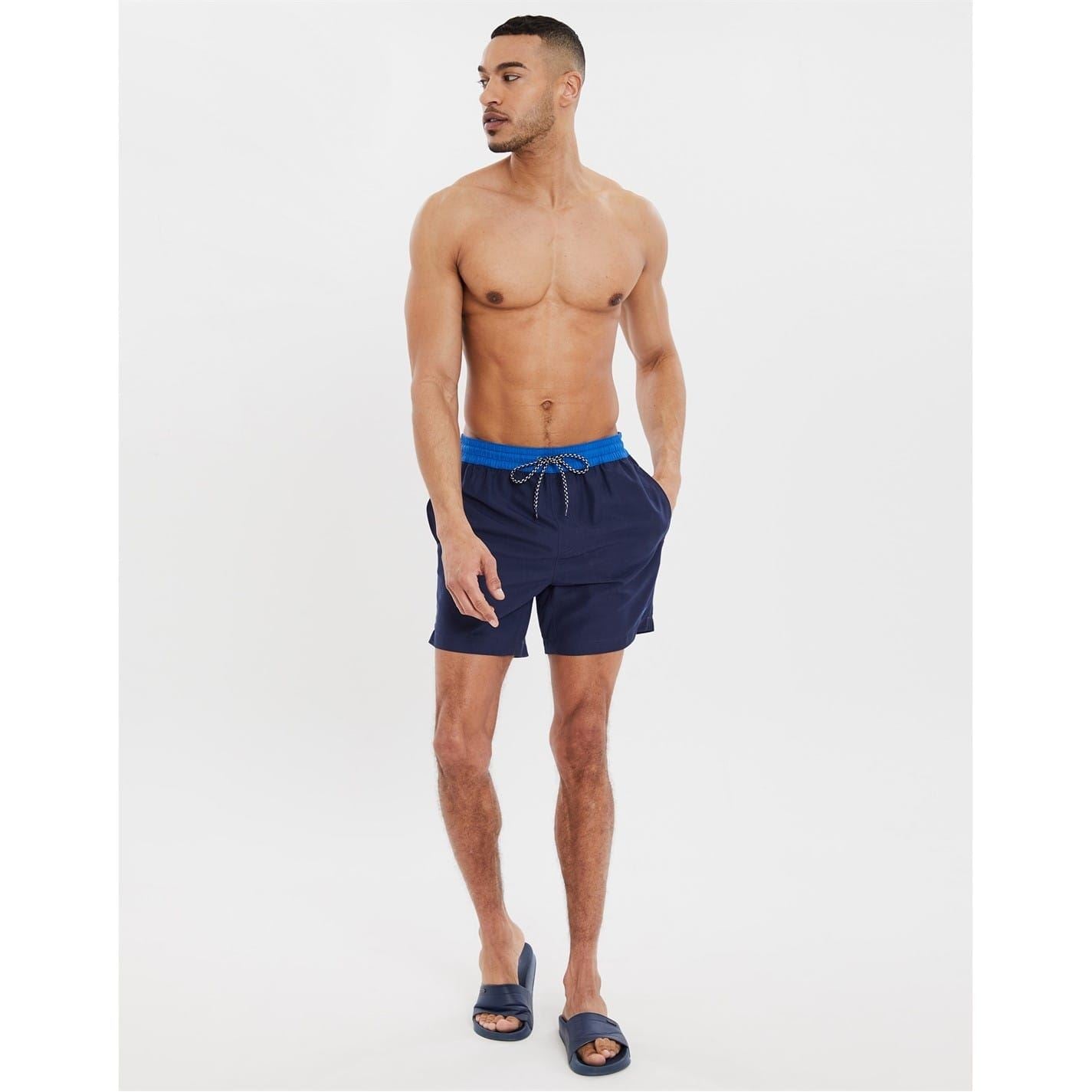 Threadbare Plunging Neck Regular Fit Swim Shorts