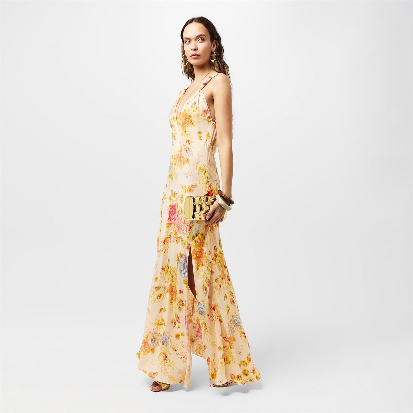 Never Fully Dressed Sofia V-Neck Maxi Slip Dress