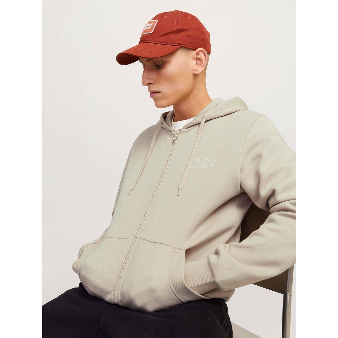 Jack and Jones Mens Logo Sweat Zip Hood