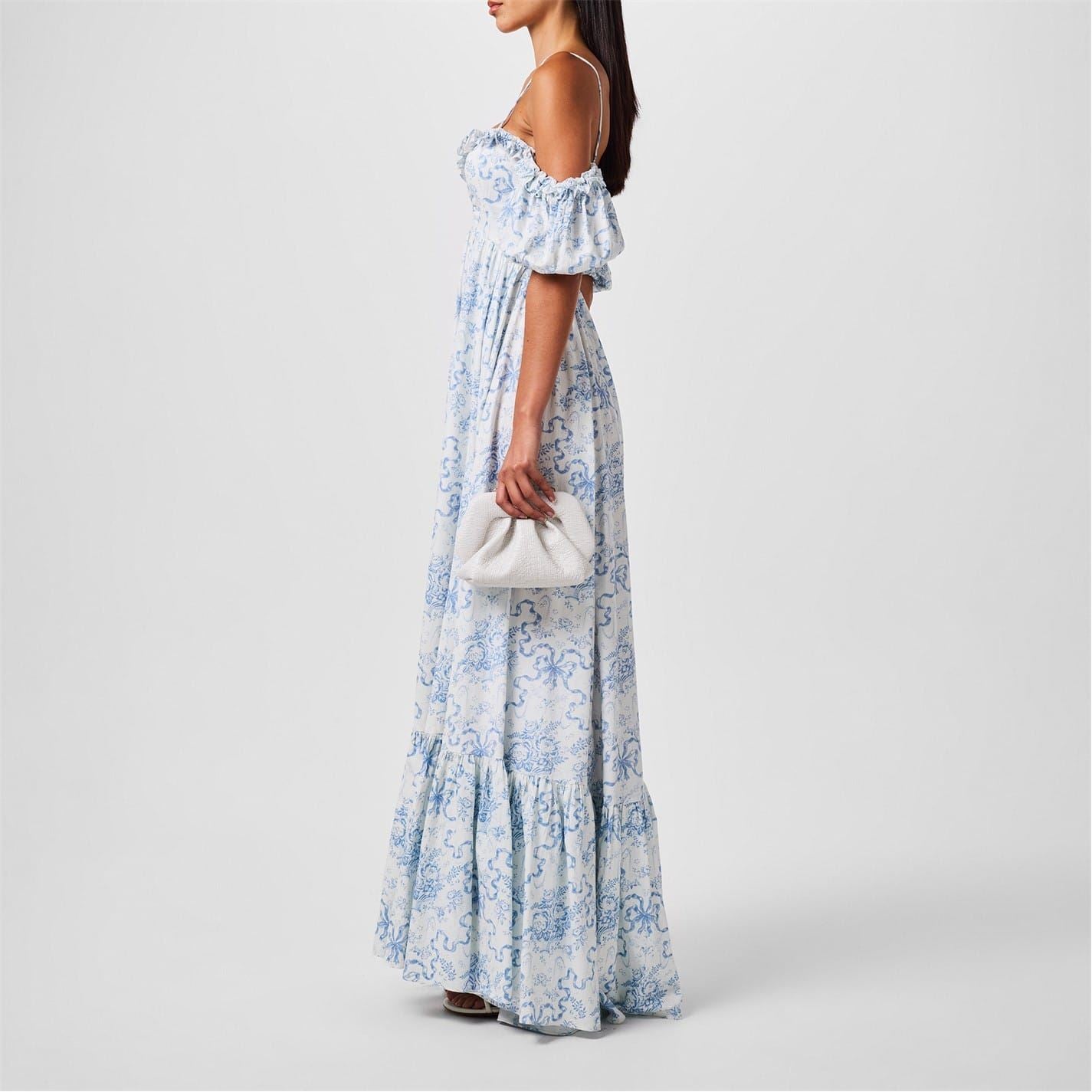 LoveshackFancy Tabithea Sweetheart Neck Maxi A-Line Dress