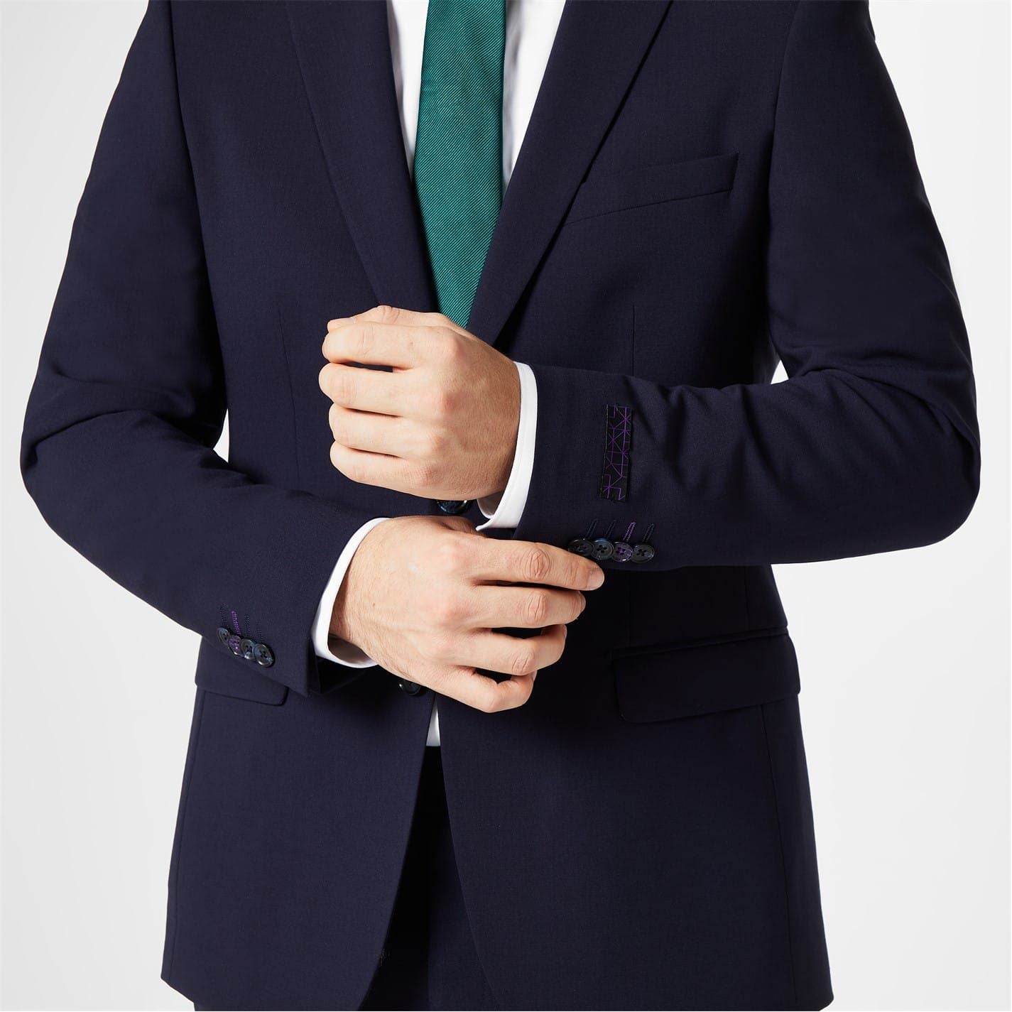 Without Prejudice Navy Slim Fit Italian Fabric Suit Jacket