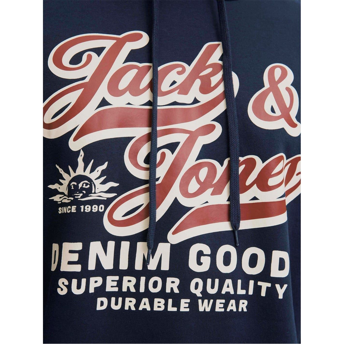 Jack and Jones Printed Logo Hooded Neck Long Sleeve Sweatshirt