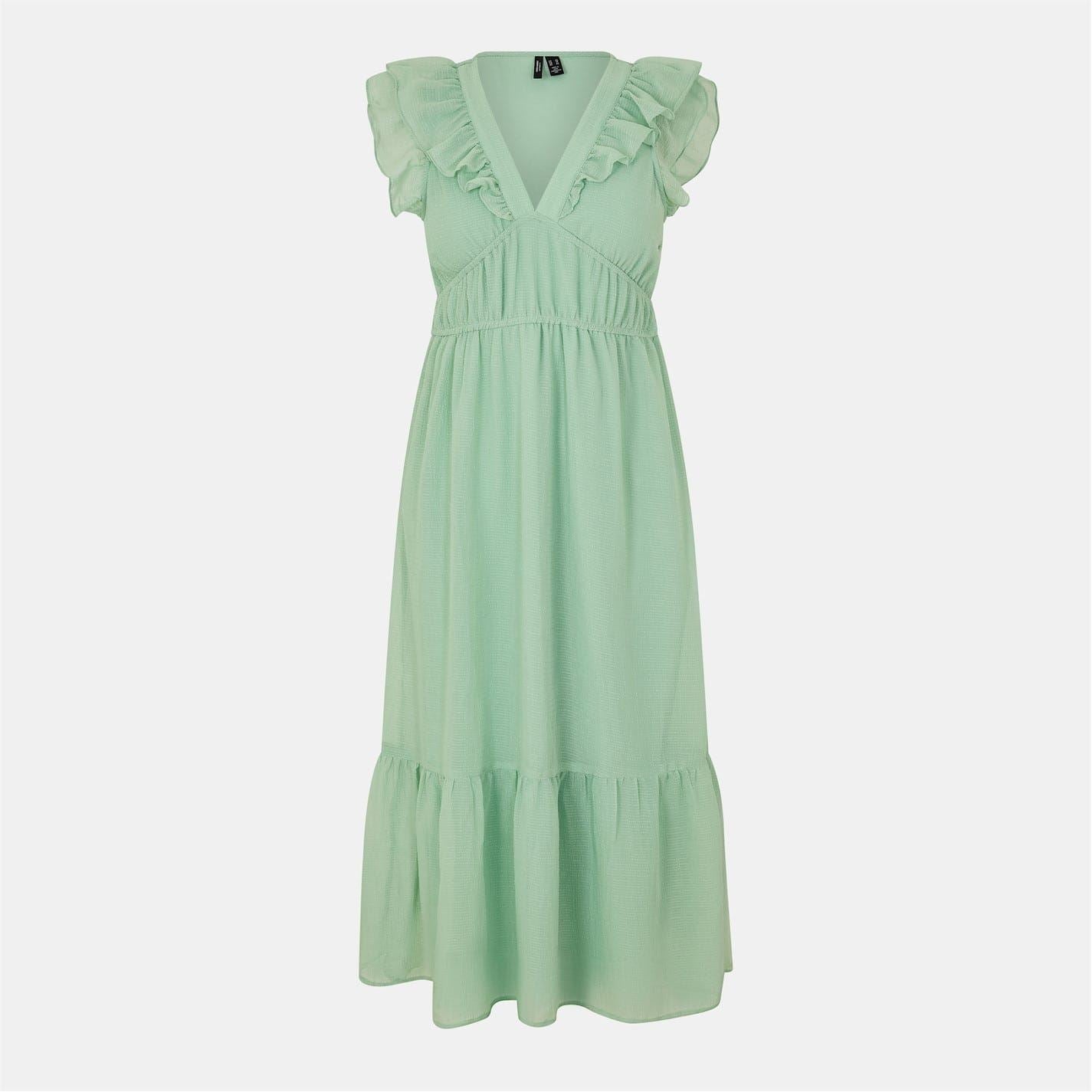 Vero Moda Mo Emilie V-Neck Midi Tiered Dress