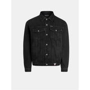 Guess Solid Patterned Trucker Jacket with Chest Pocket