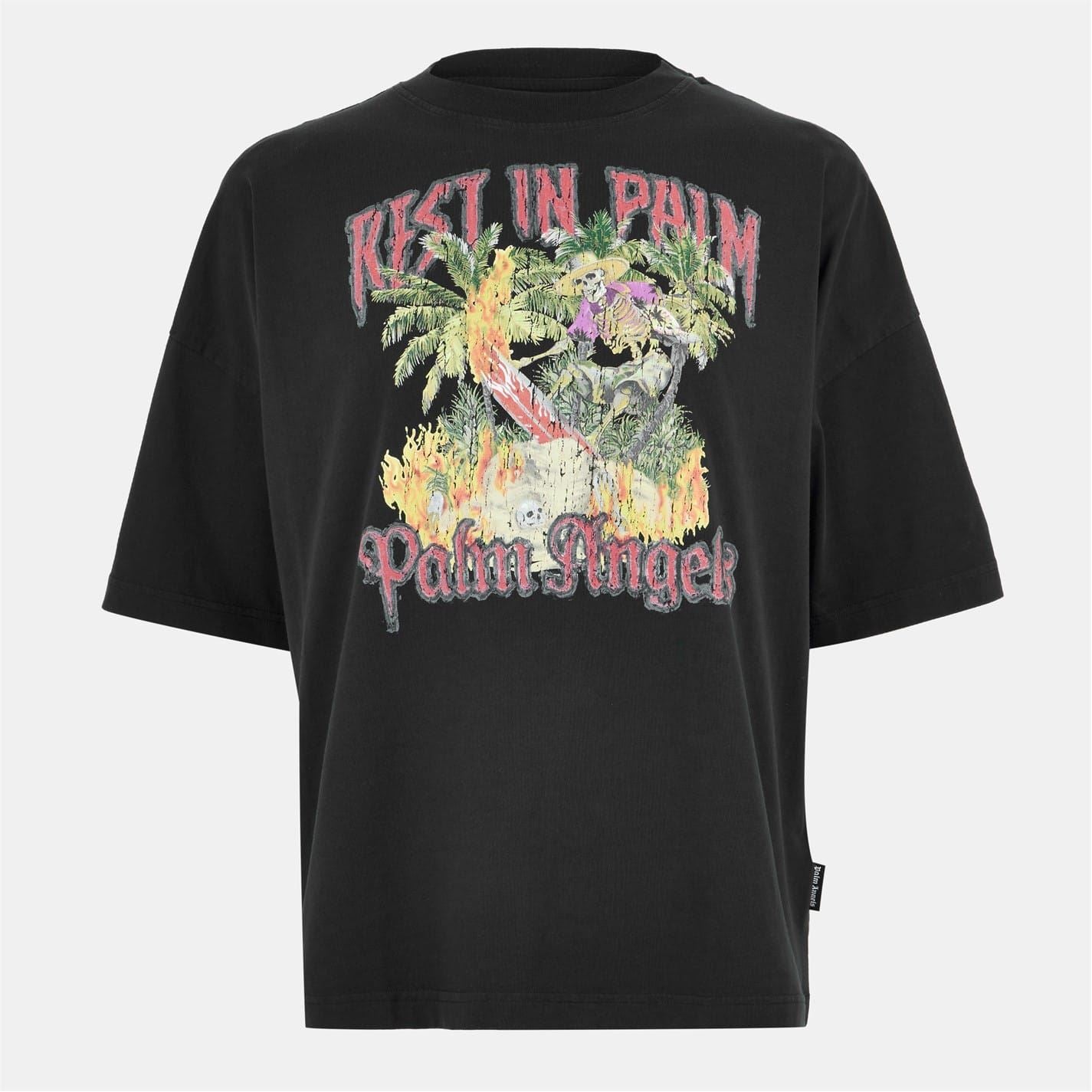 Palm Angels Crew Neck Drop Shoulder Boyfriend T-Shirt