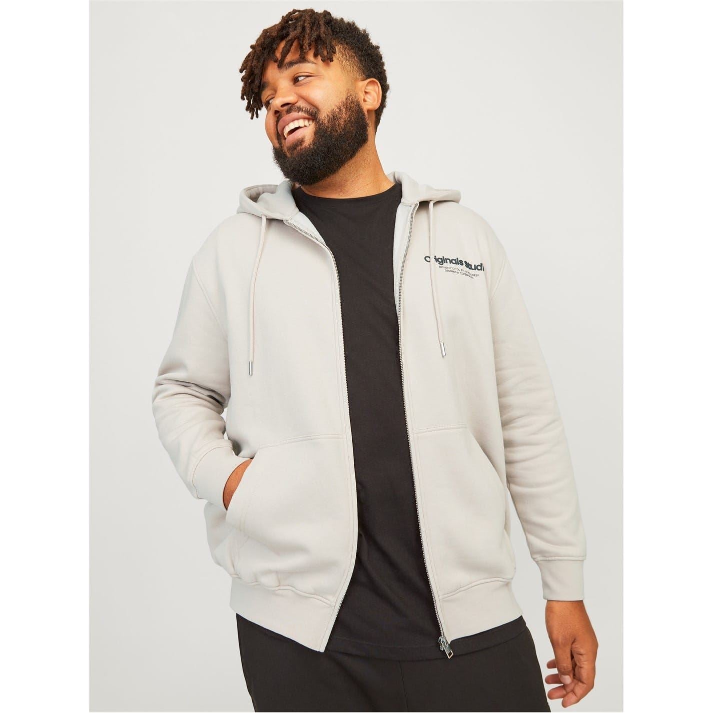 Jack and Jones Vester Hooded Ribbed Cuff Lettering Sweat Jacket