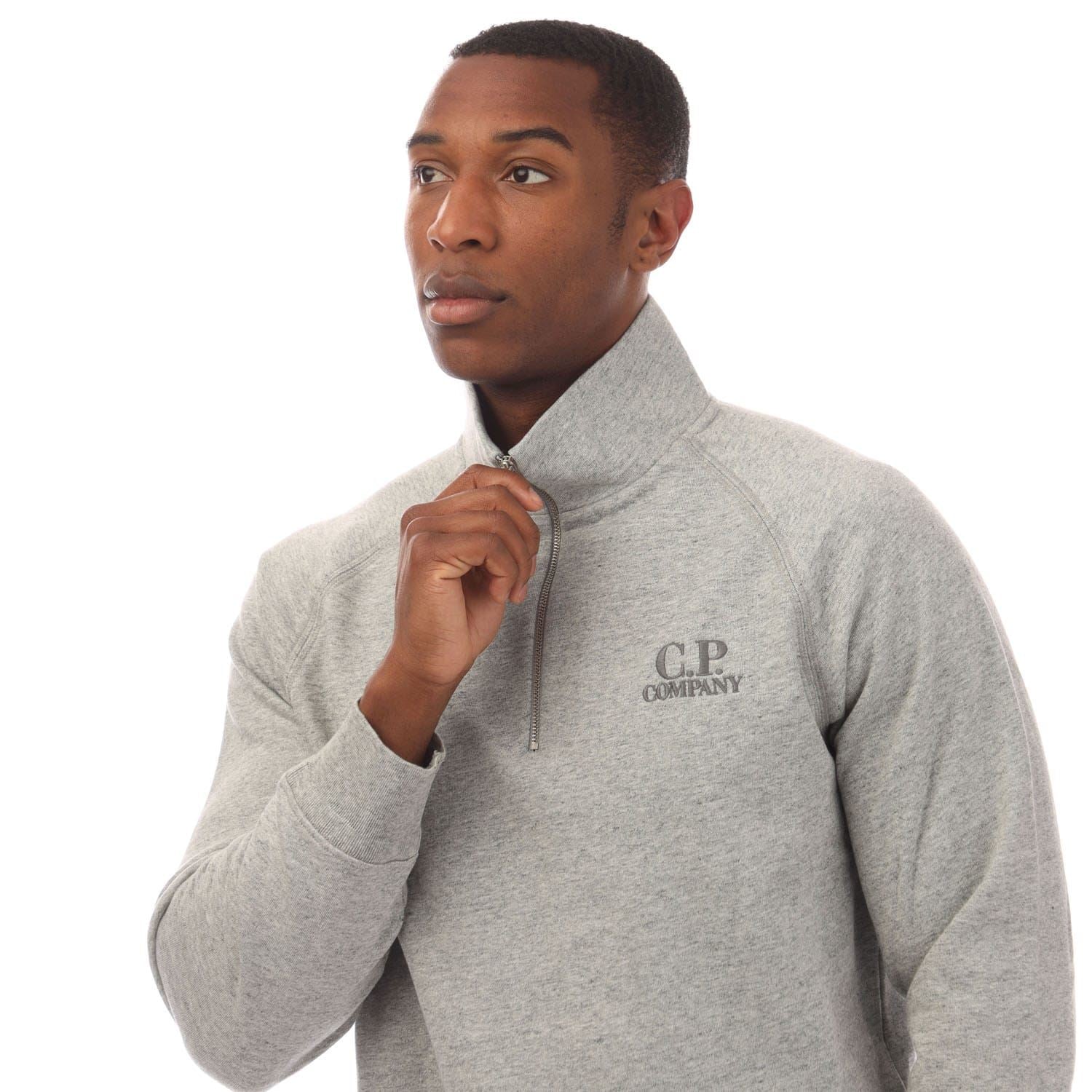 C.P. Company Diagonal Raised Fleece Half Zip Logo Sweatshirt