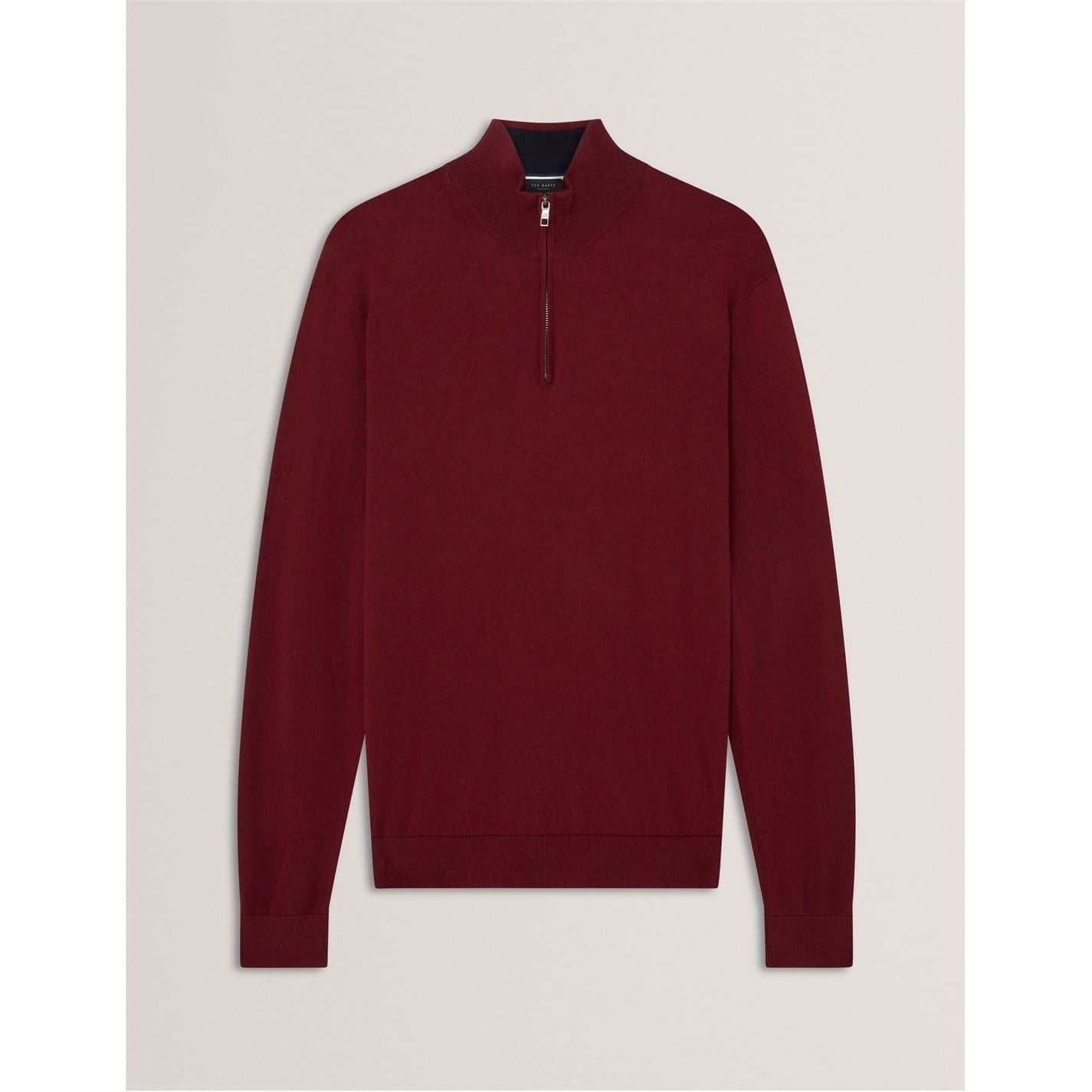 Ted Baker Merino Zip Neck Long Sleeve Sweater