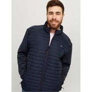 Jack and Jones Solid Patterned Puffer Jacket with Zipped Pocket and Ribbed Cuff