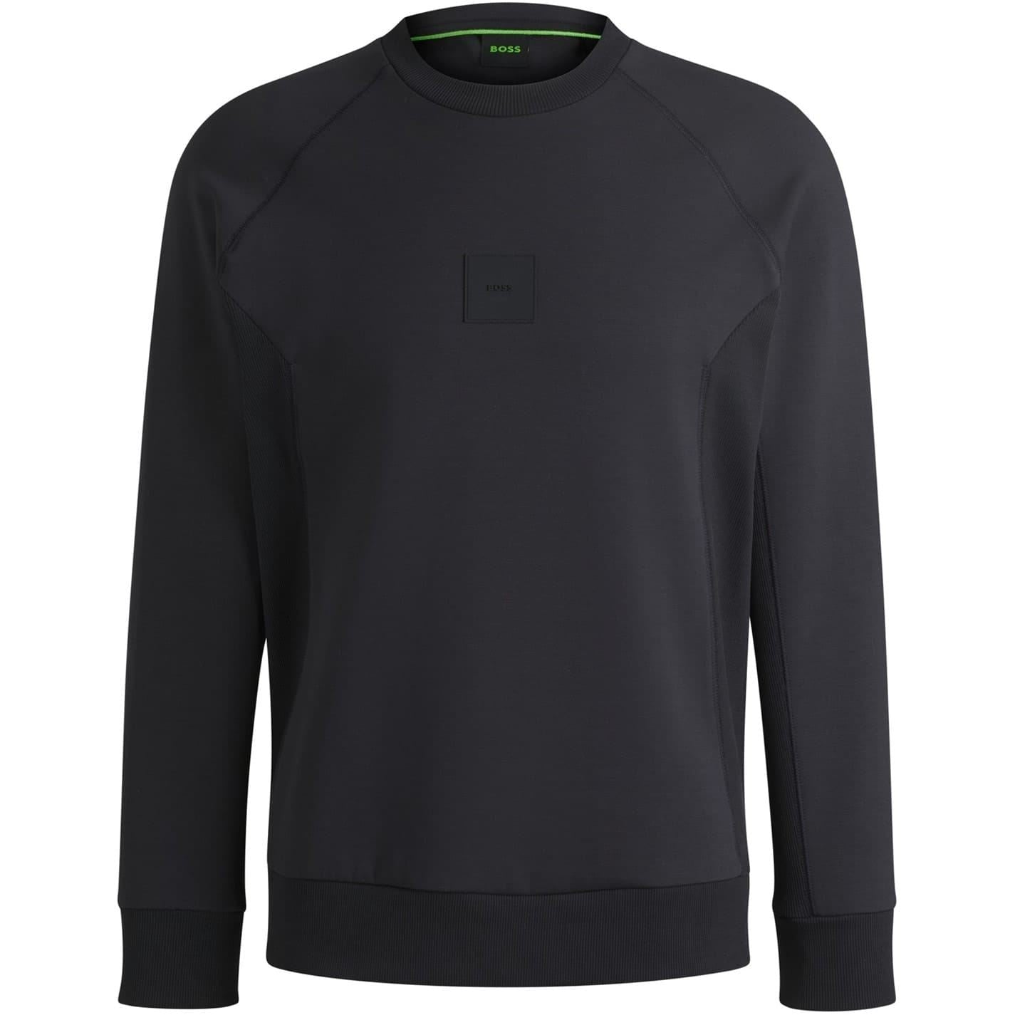 Boss Crew Neck Raglan Sleeve Ribbed Collar Sweatshirt