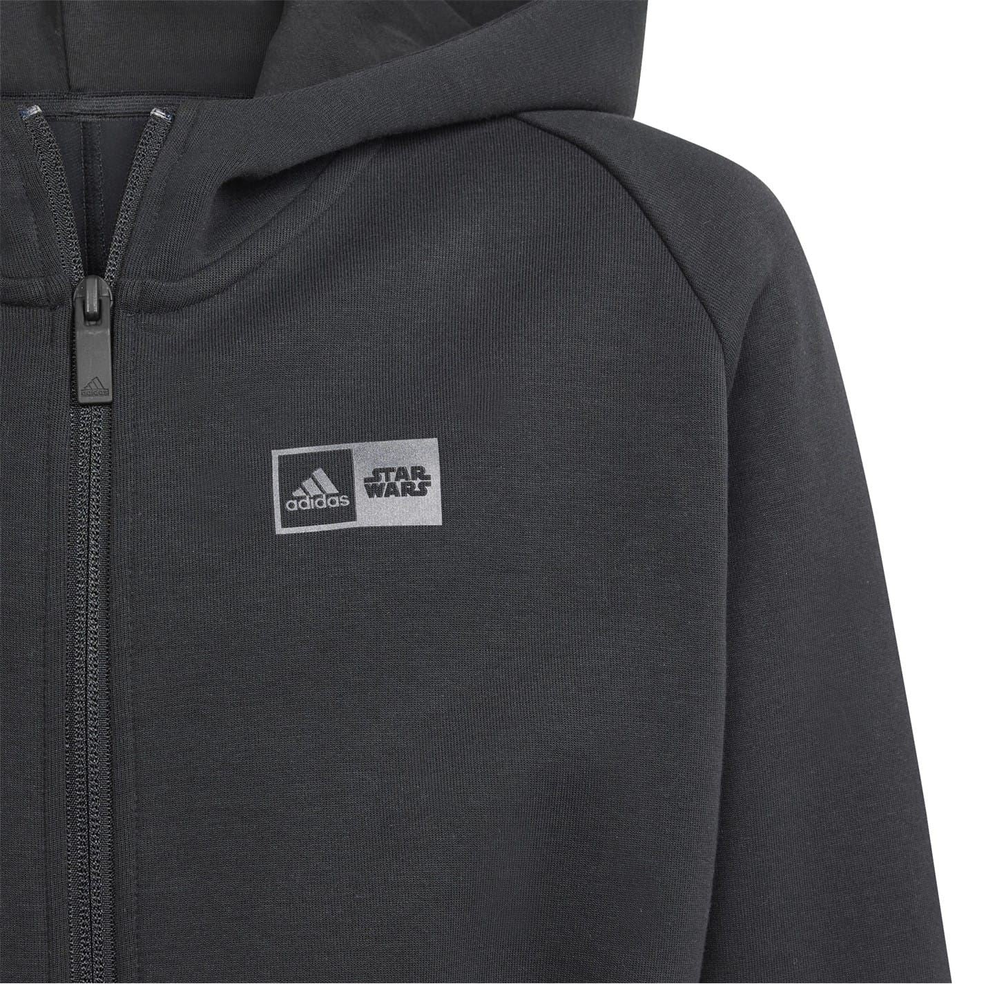 adidas Hooded Neck Full Zipper Ribbed Cuff Sweat Jacket