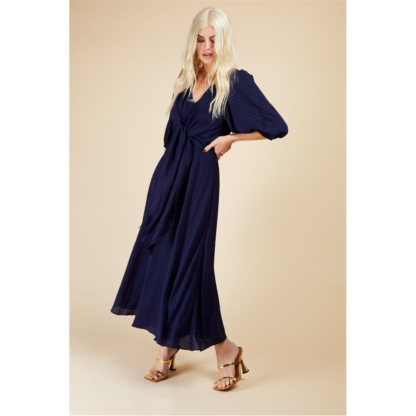 Little Mistress Maxi V-Neck Three Quarter Sleeve Wrap Dress