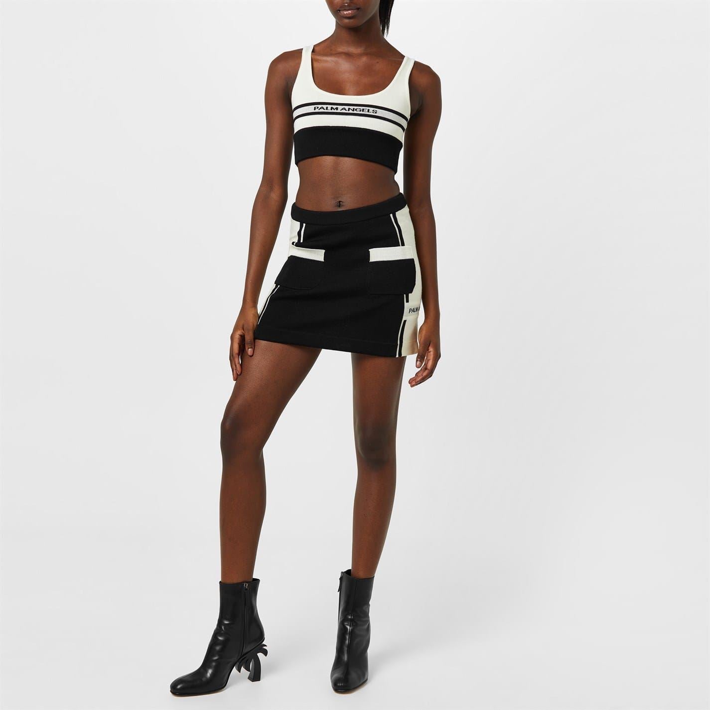 Palm Angels Cropped Scoop Neck Slim Fit Bra