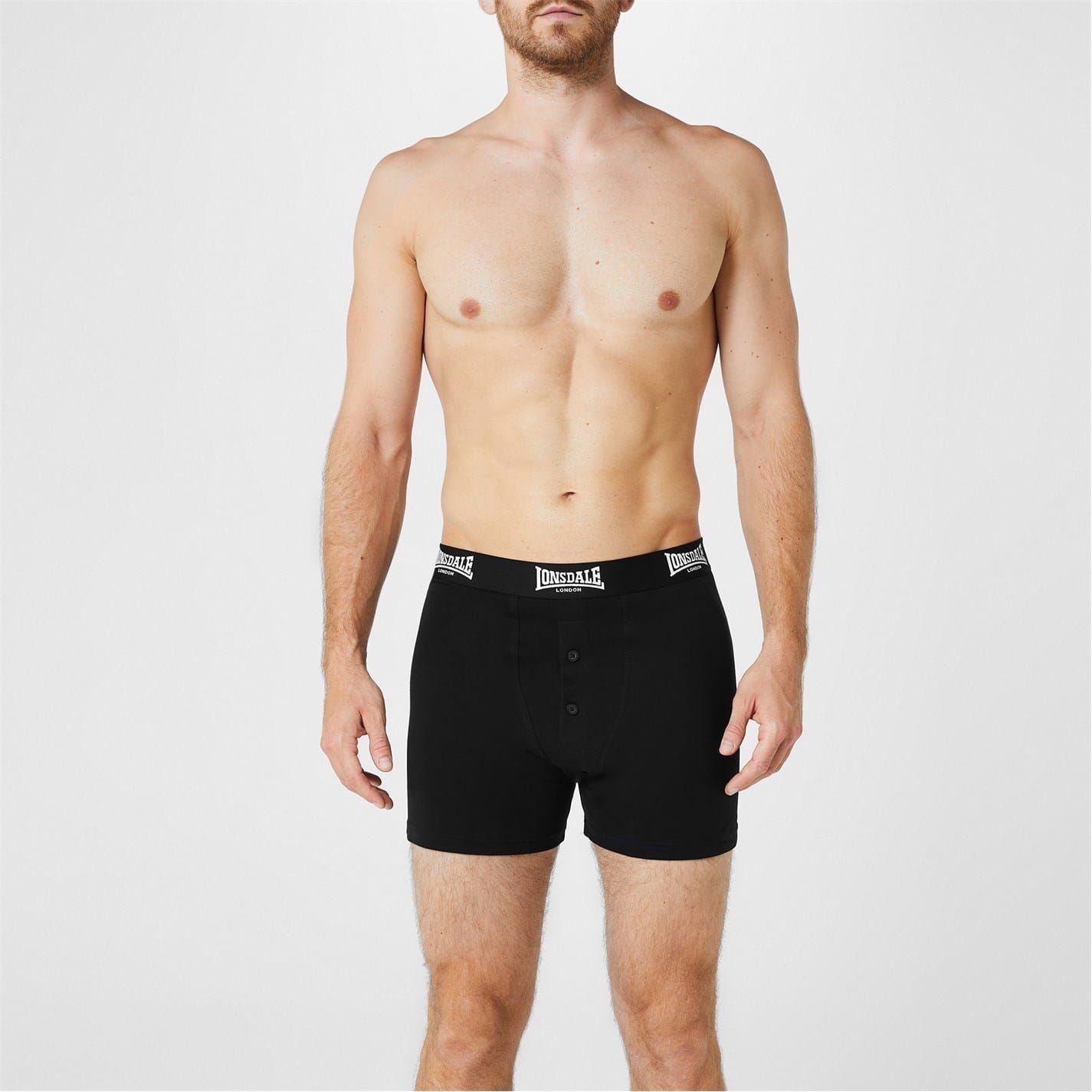 lonsdale Mens 2 Pack Boxer Shorts