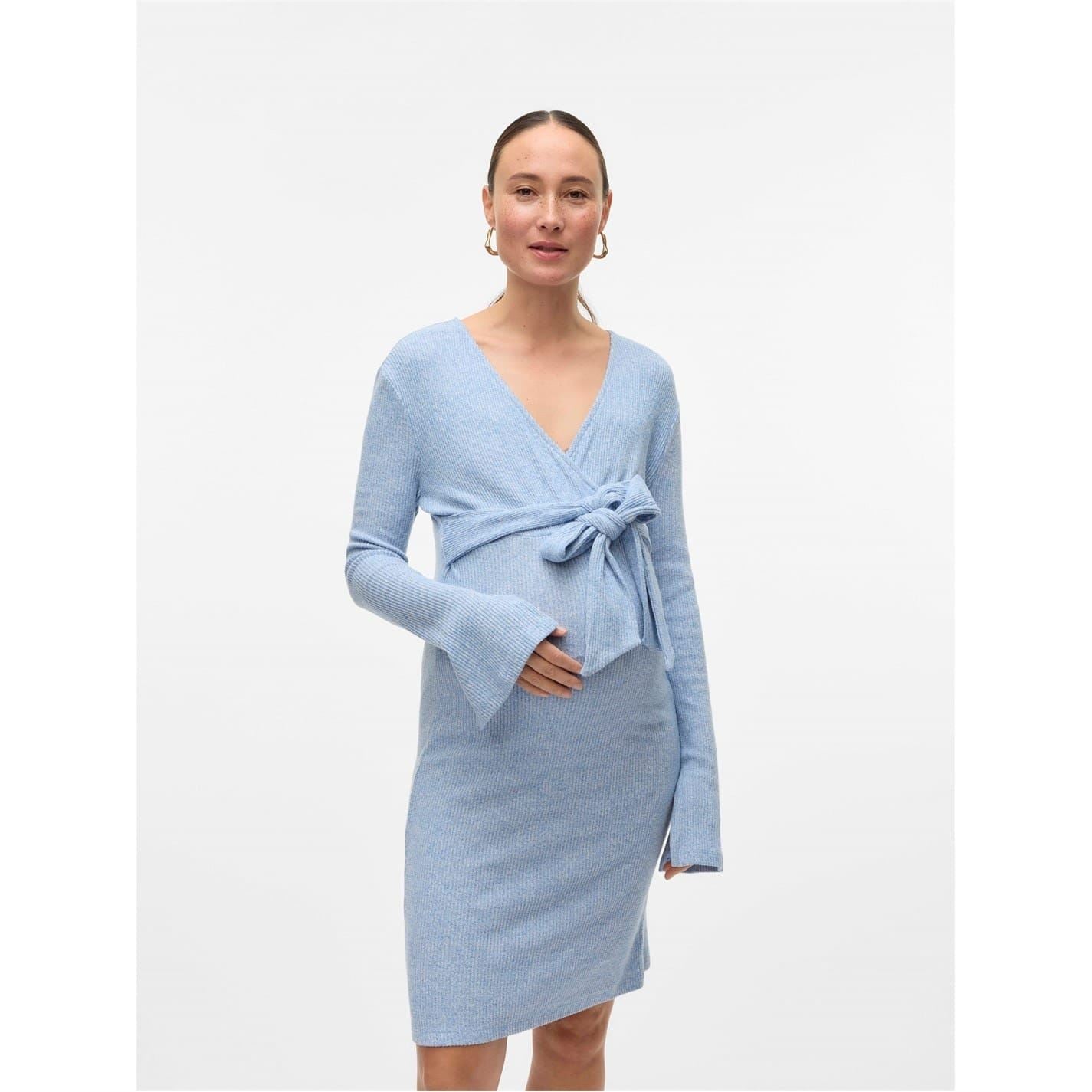 Mamalicious Mlaniset V-Neck Long Sleeve Knee Length Dress