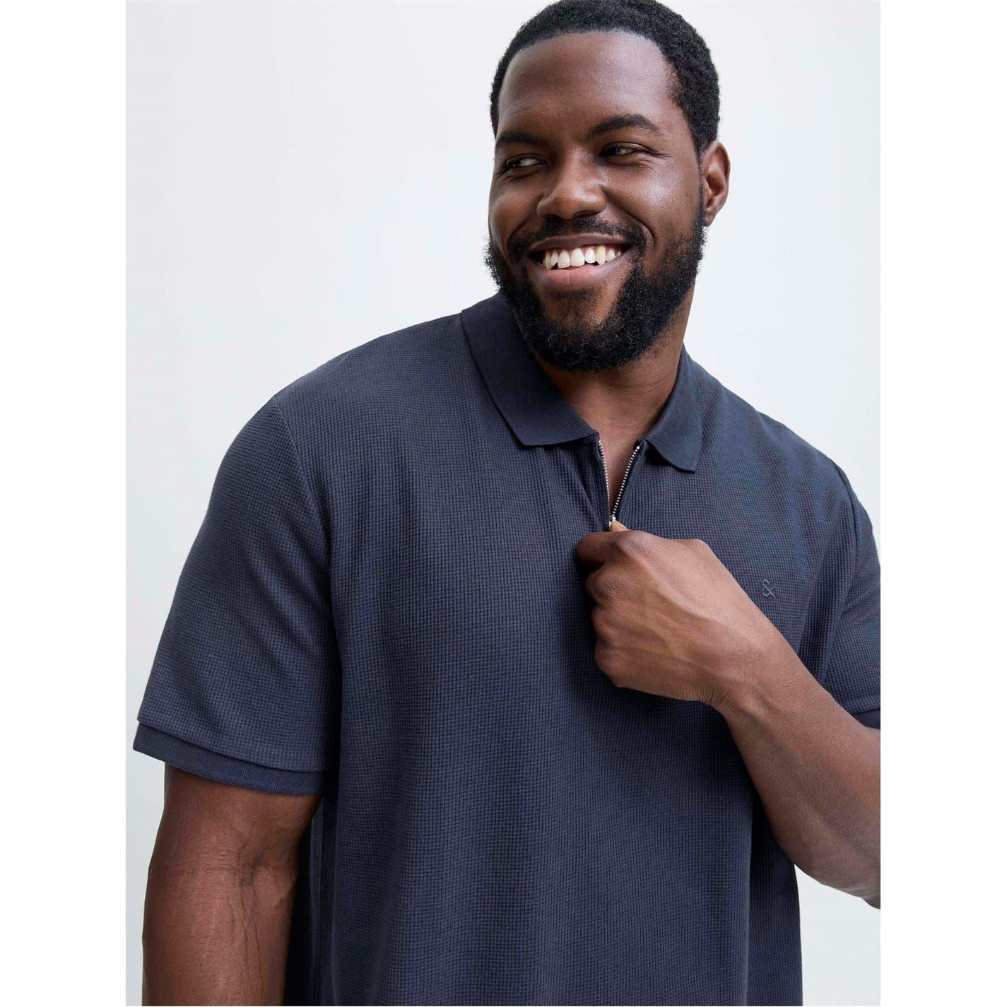Jack and Jones Mens Zip Polo Plus Size
