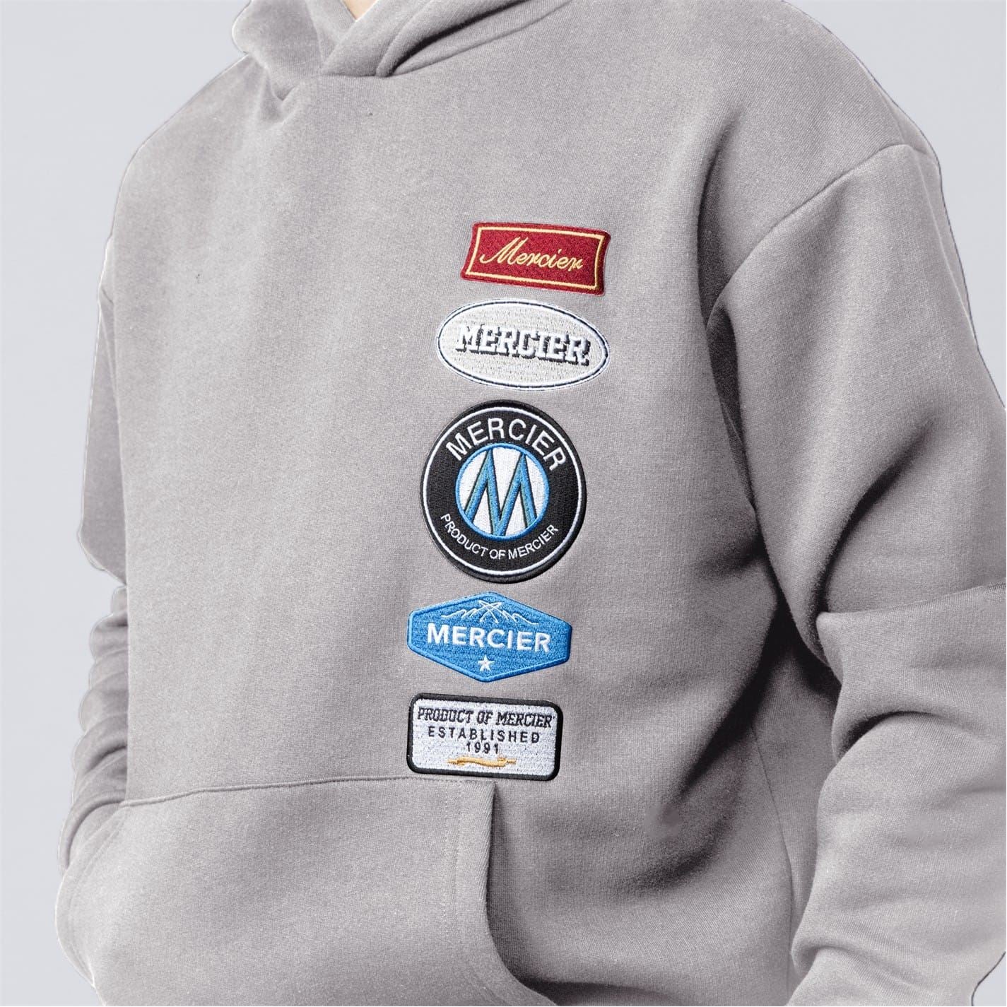 Mercier Badge Hooded Neck Drop Shoulder Sweatshirt