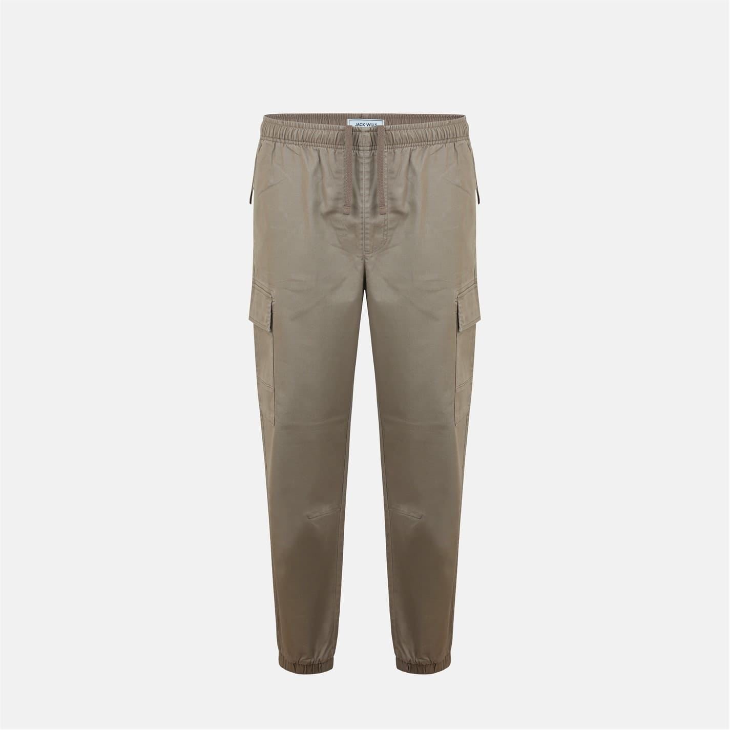 Jack Wills Solid Patterned Elastic Cuff Cargo Combat Pants