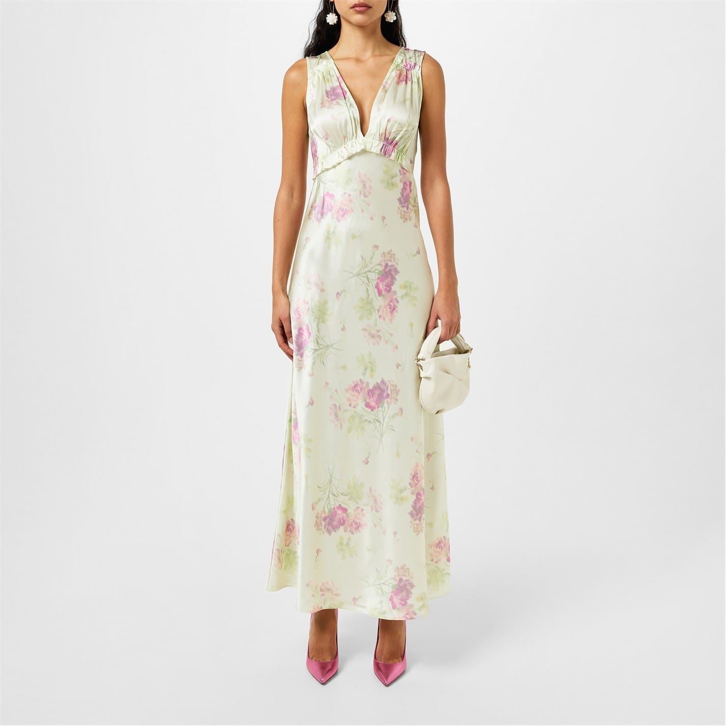 LoveshackFancy Suniva V-Neck Maxi Slip Dress