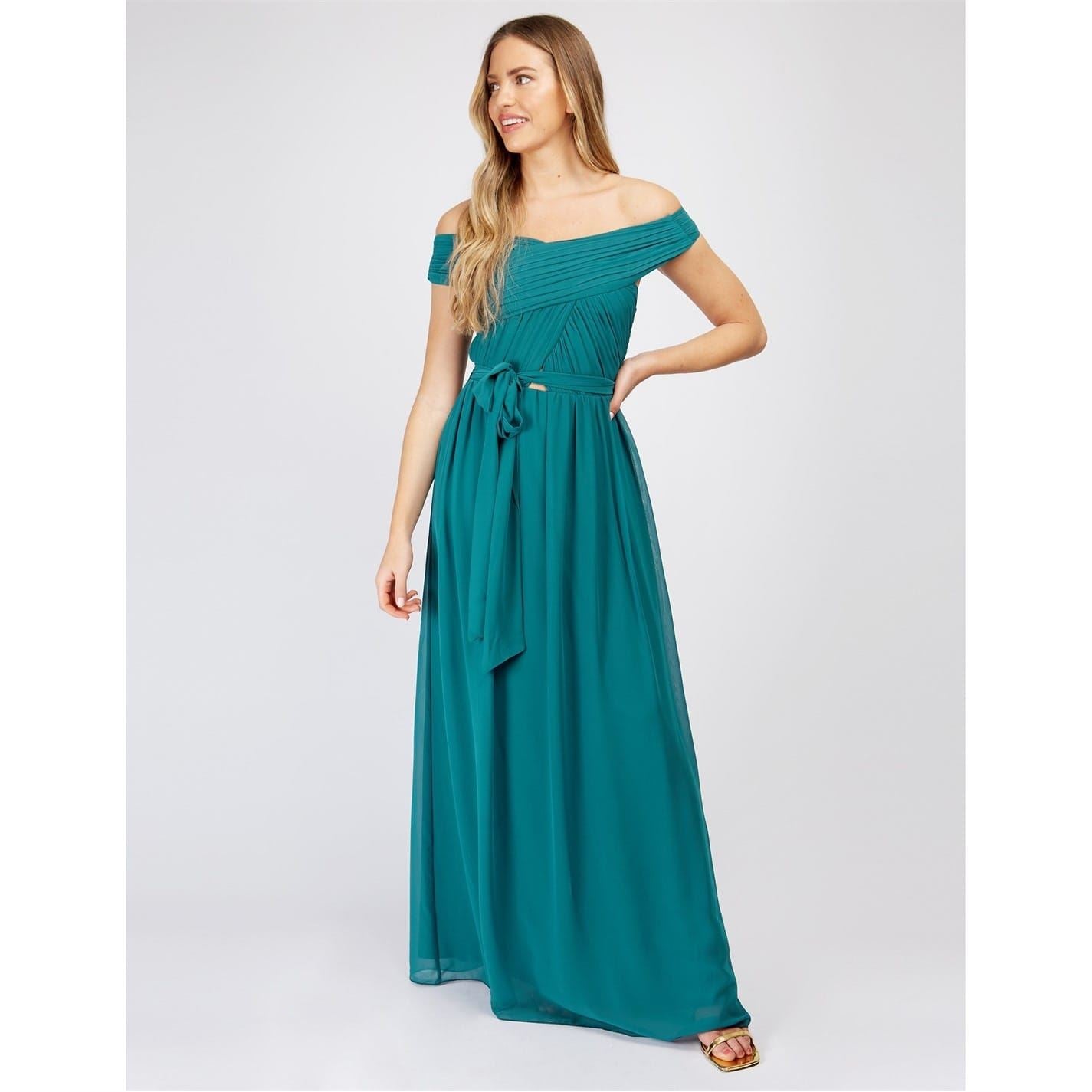 Little Mistress Off The Shoulder Maxi Gown Dress