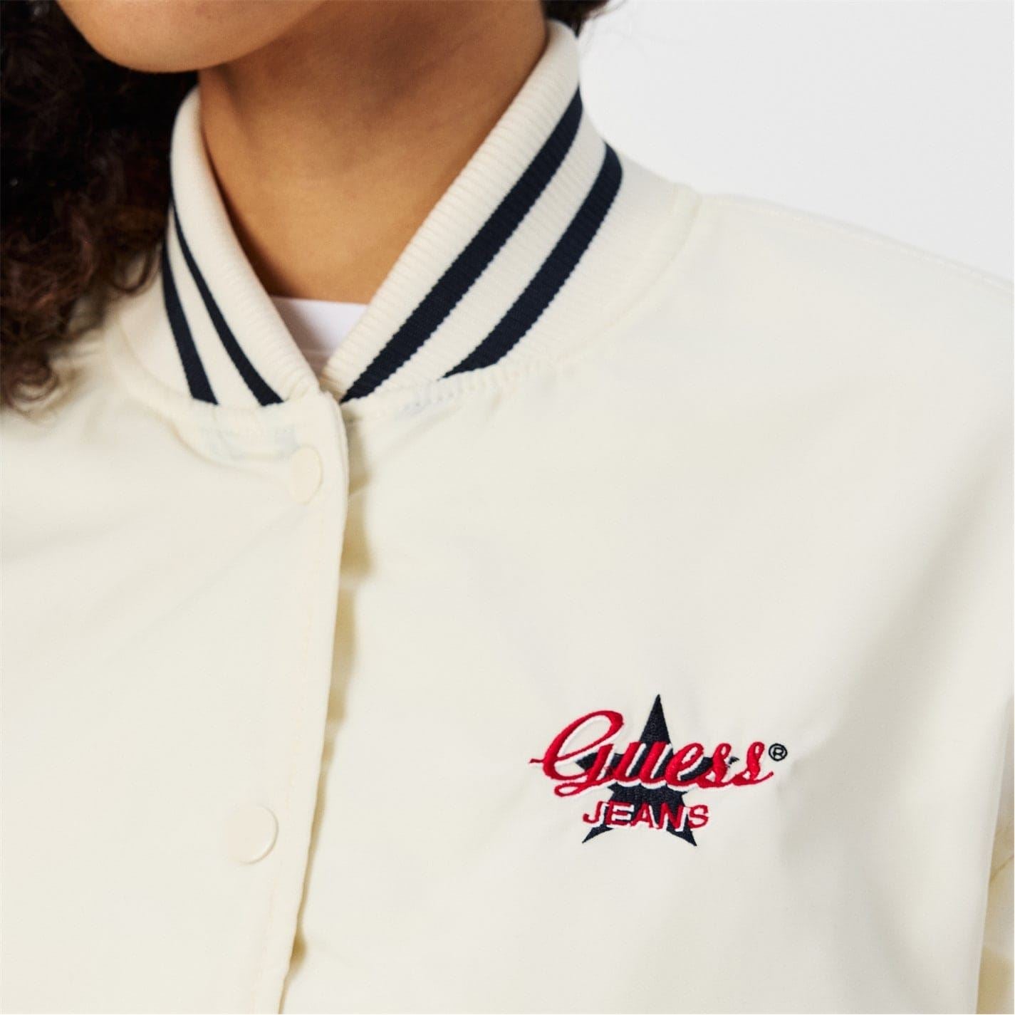 Guess Relaxed Fit Ribbed Cuff Bomber Jacket